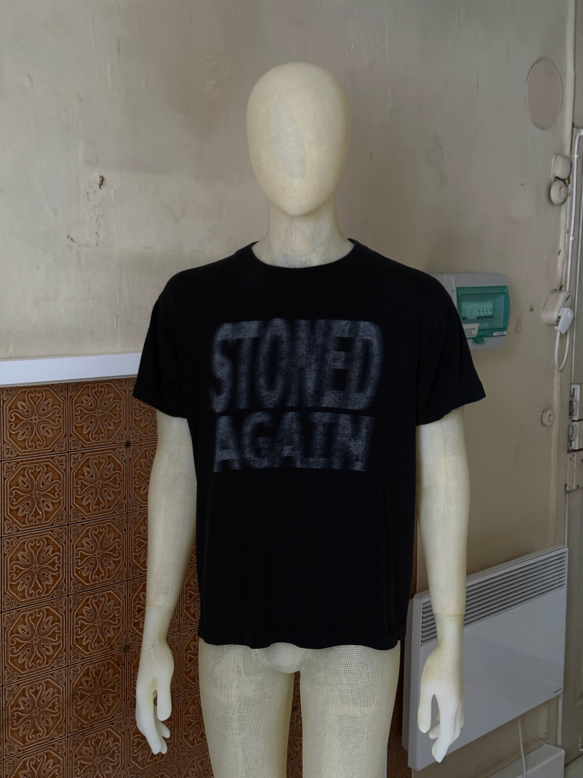 Vintage 2000s Faded Black "Stoned Again" T-Shirt - M