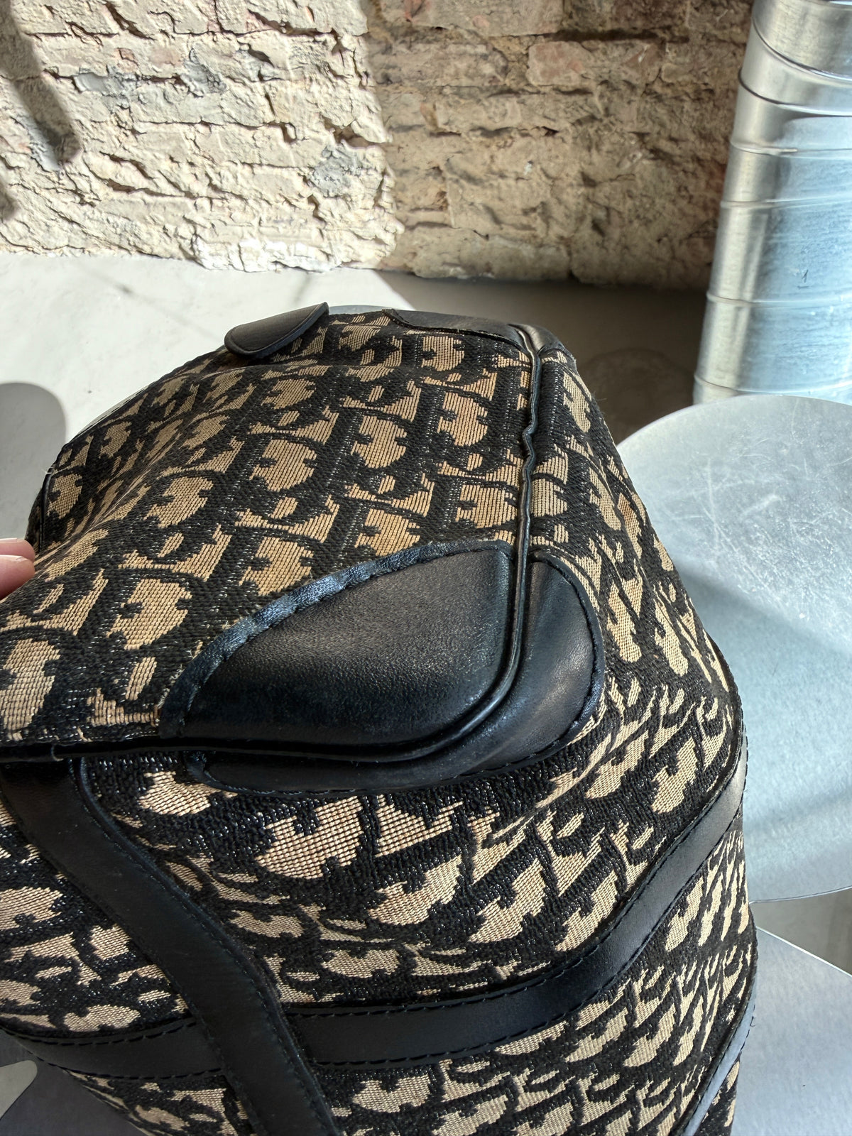Vintage Dior Trotter Boston Bag Navy