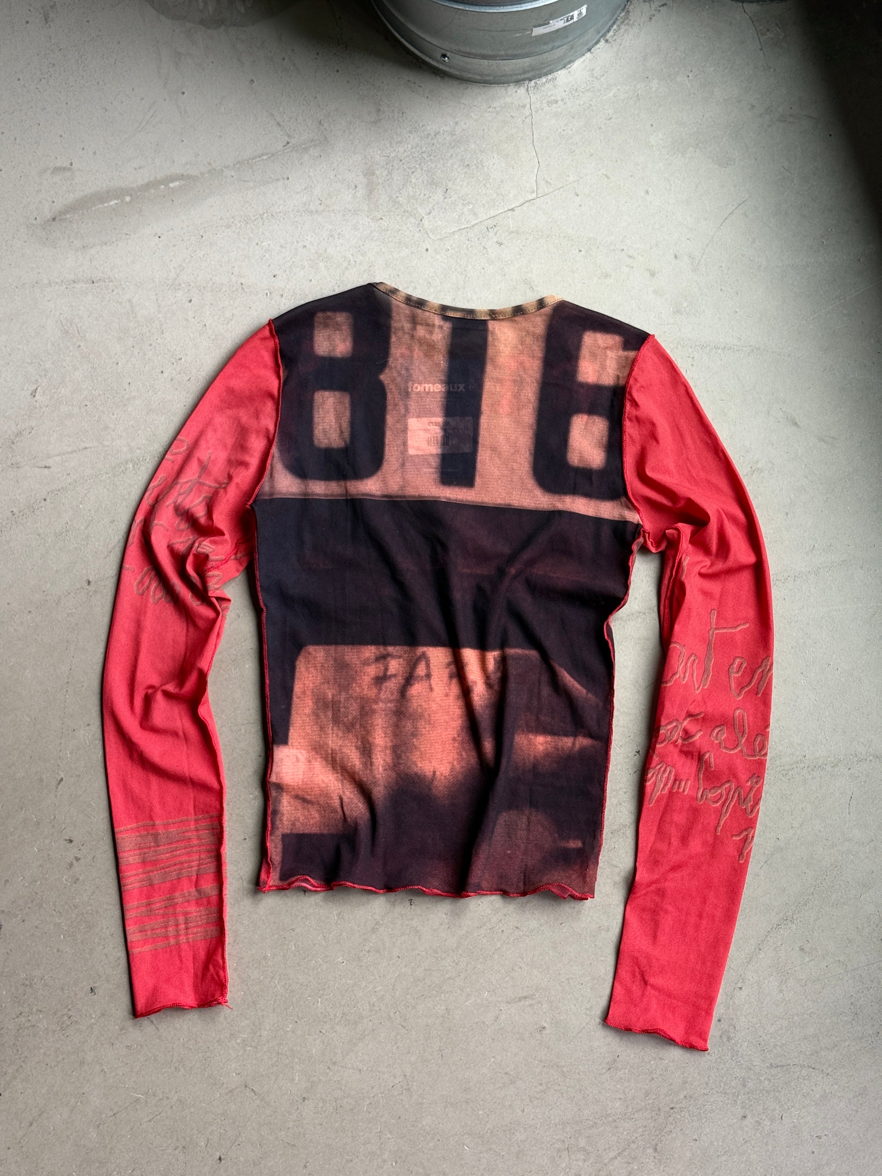 Vintage Rare Cop Copine Longsleeve Mesh Top Red - XS