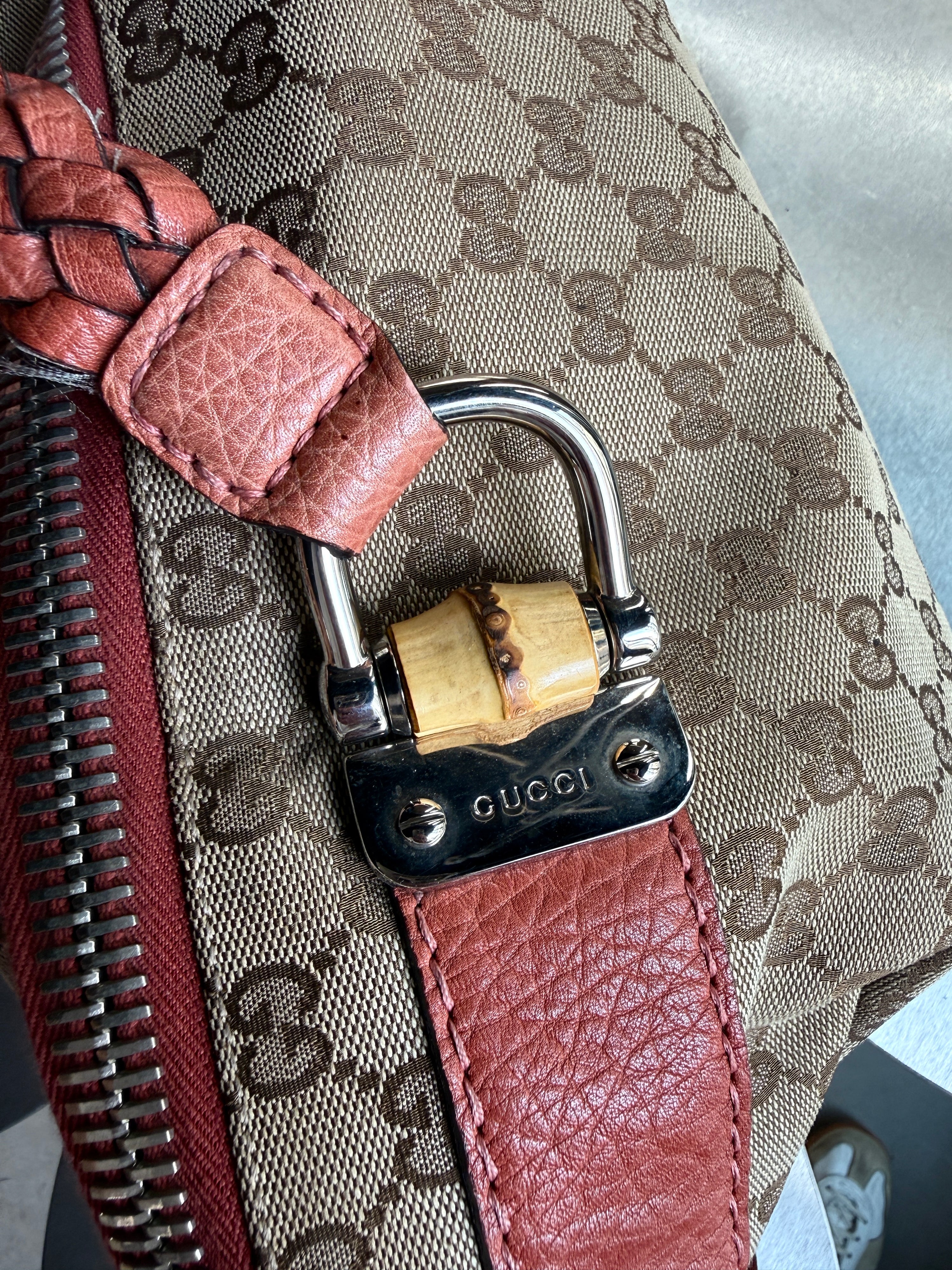 Vintage Gucci GG Bamboo Bar Shoulder Bag (Orange Braided Strap)