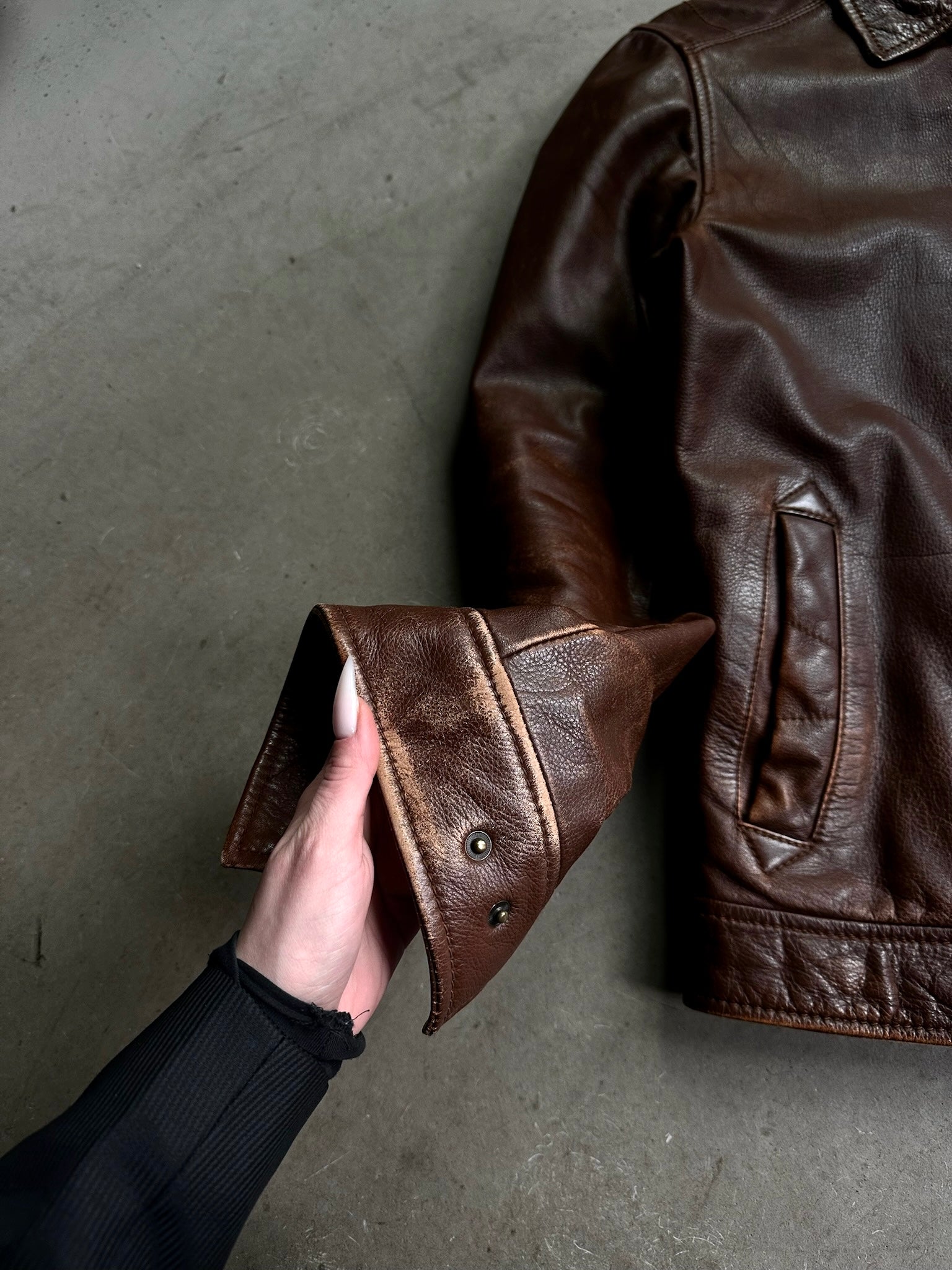 2000s Chevignon Leather Jacket Brown (new) - S