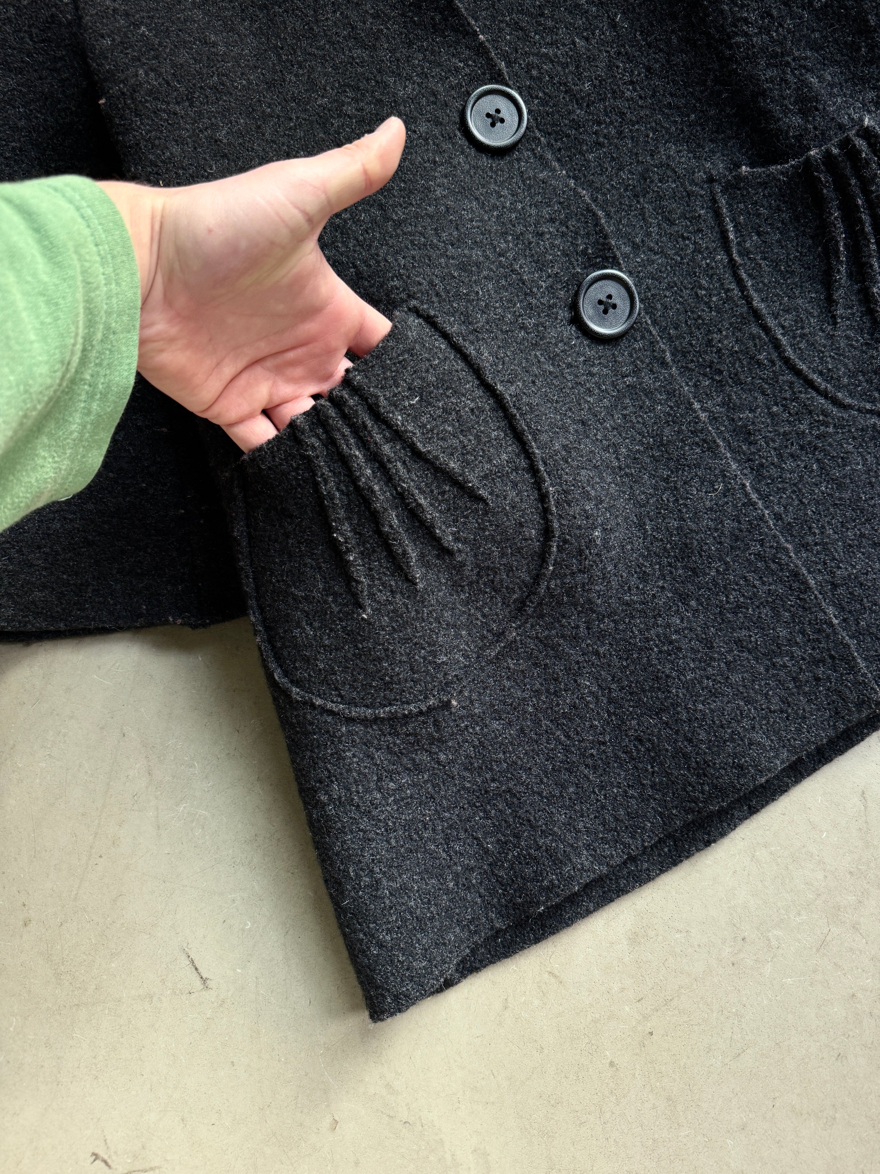 Vintage 2000s Cop Copine Big Button Wool Coat Black - S