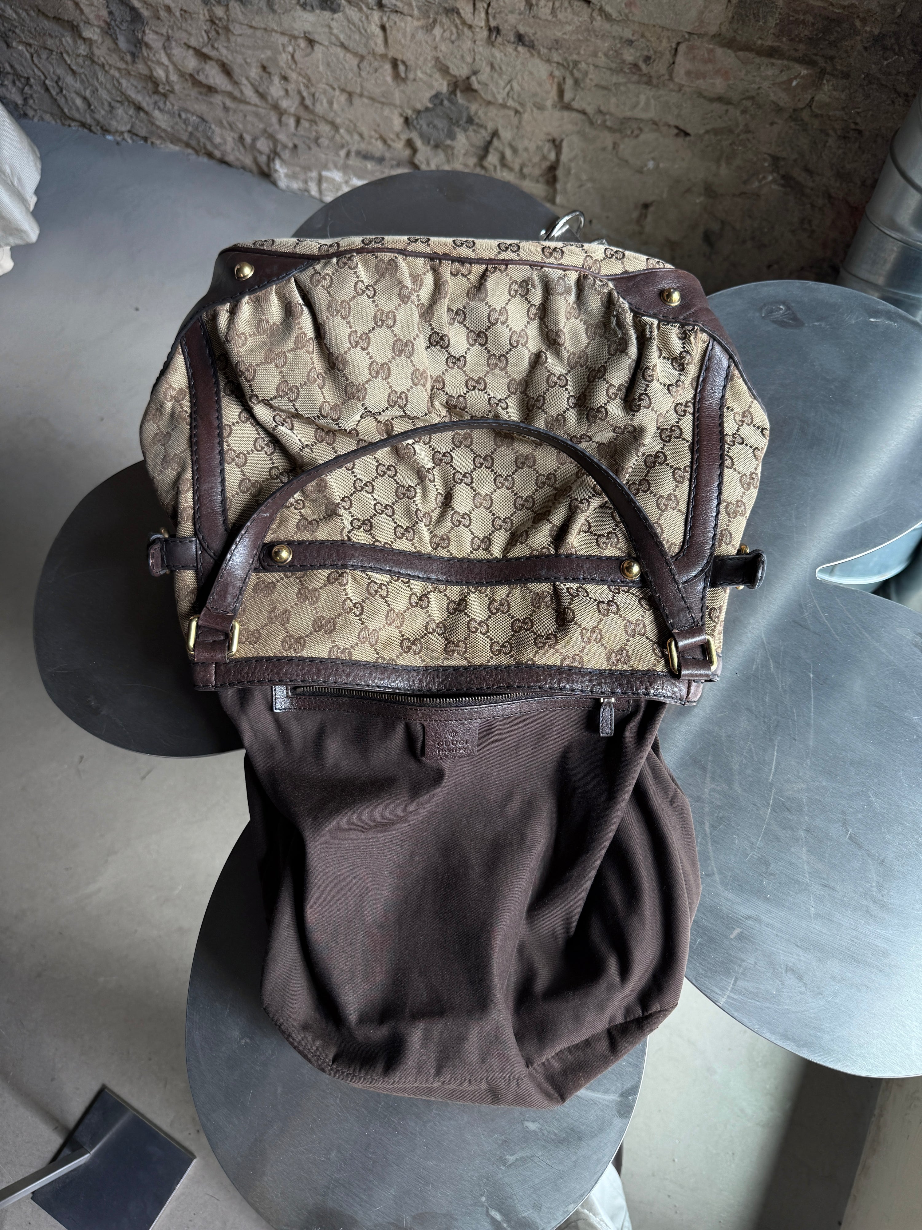 Vintage Gucci Jockey Horsebit Shoulder Bag Beige