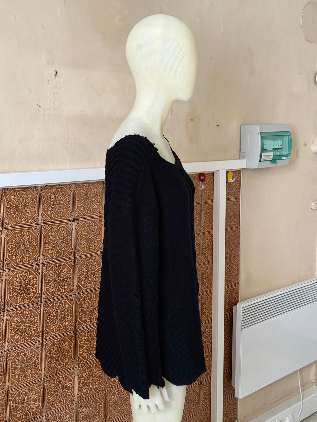 Vintage Bazar Christian Lacroix Chunky Black Geometric Knit - L