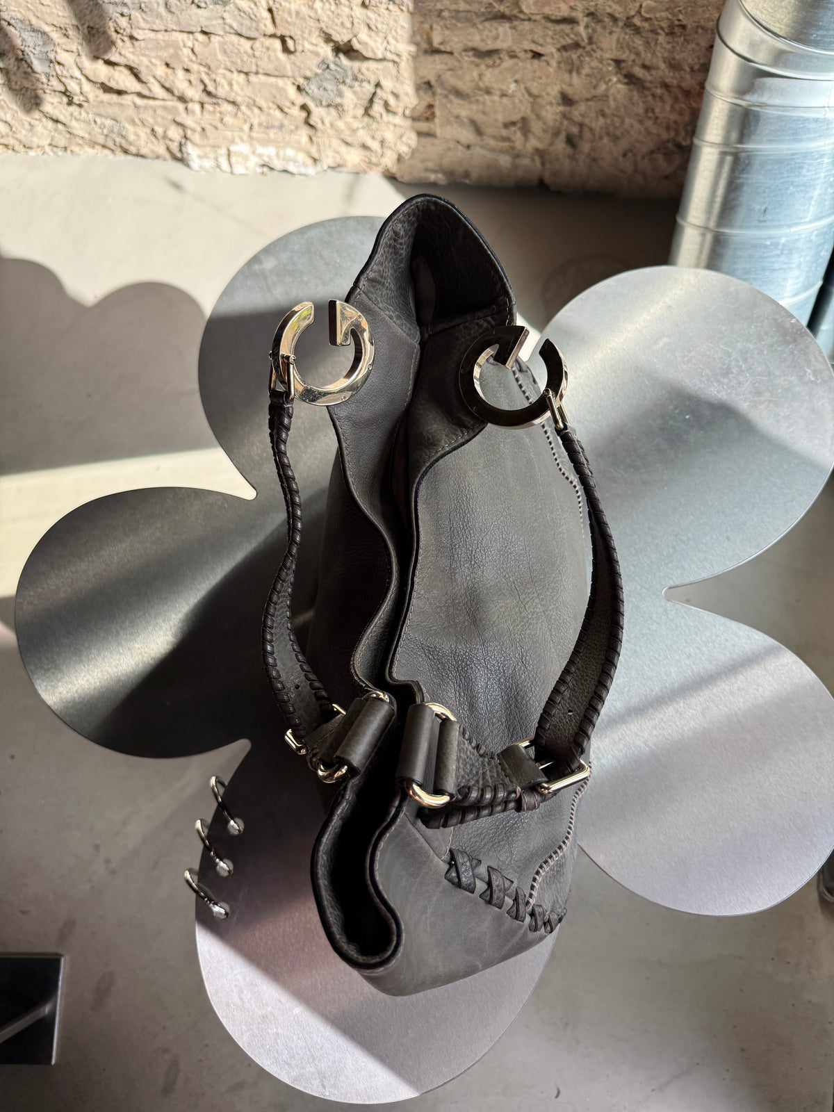 Gucci Gray Leather Charlotte Tote Bag
