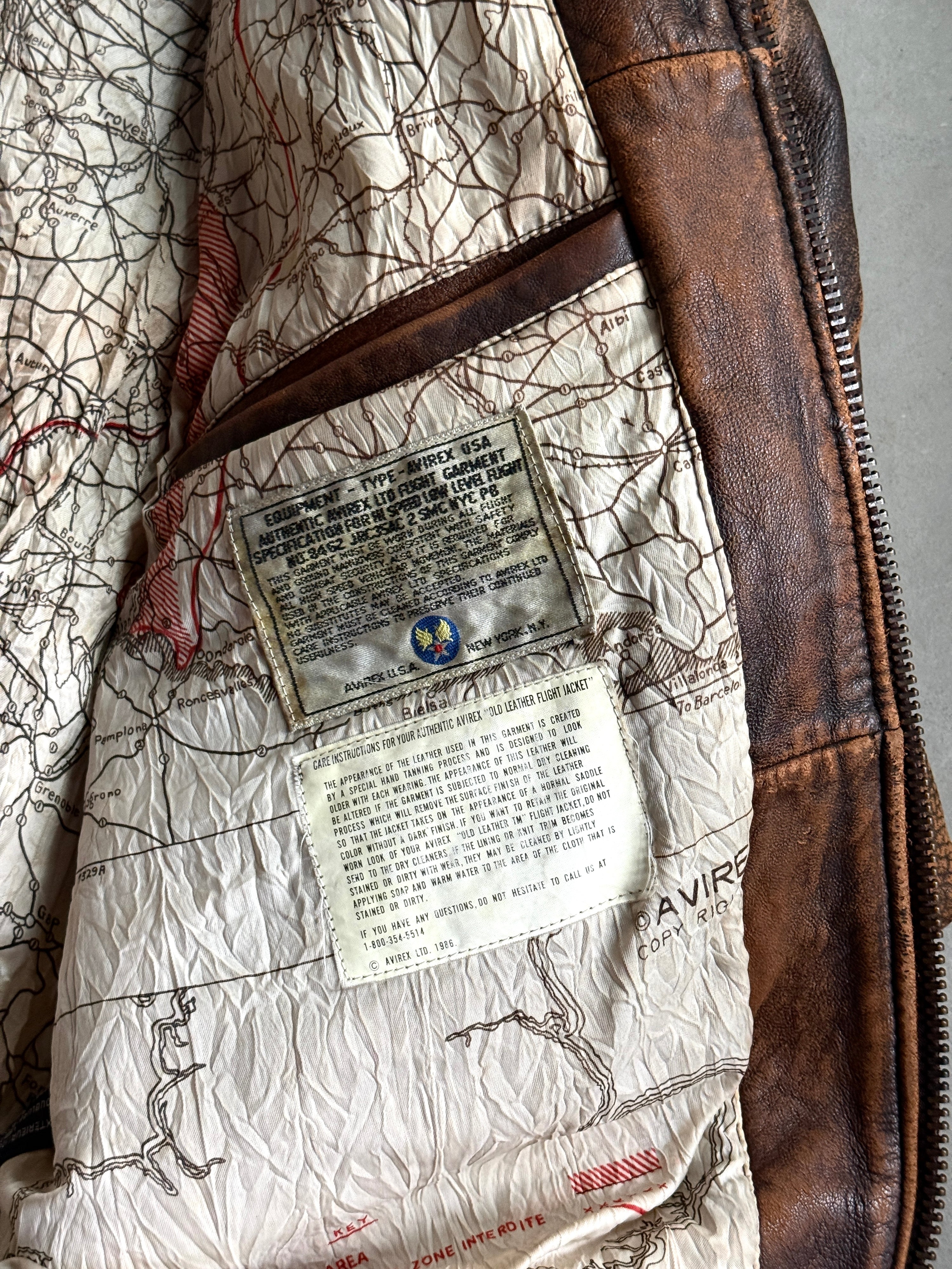 1980s Avirex G-1 Leather Flight Jacket Brown - M