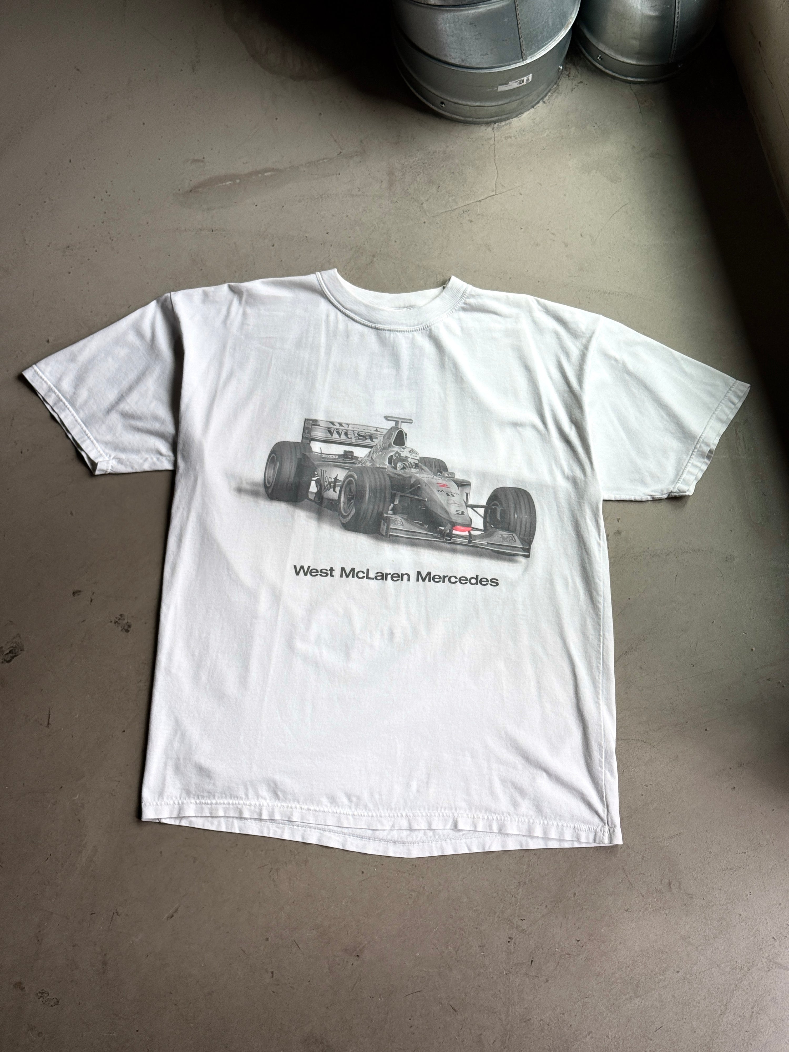 Vintage 1990s F1 West McLaren "Powered by Mercedes Benz" T-shirt White - XL