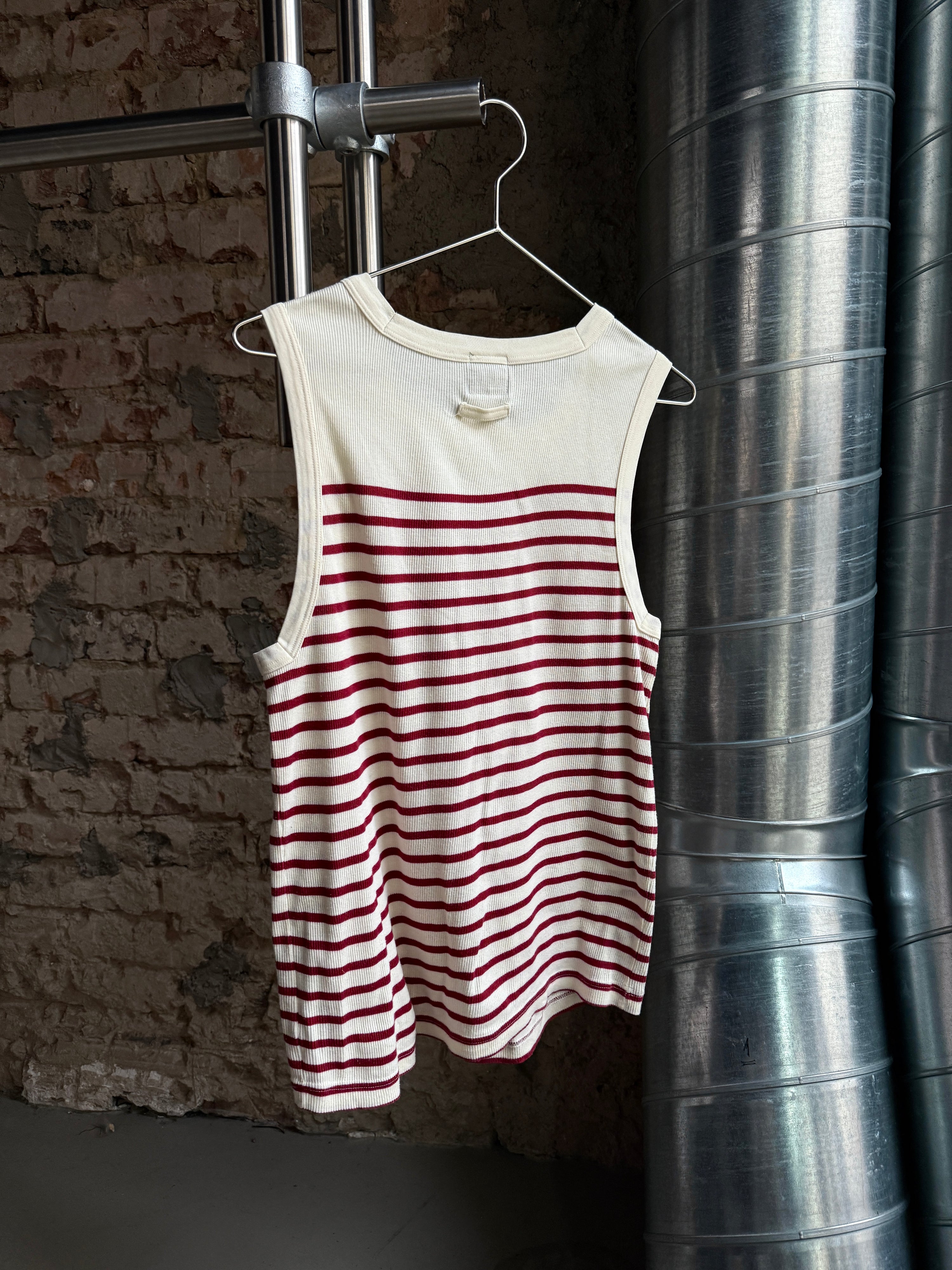 Vintage 1990s Jean Paul Gaultier Homme Striped Sailor Tank Top White/Red - S