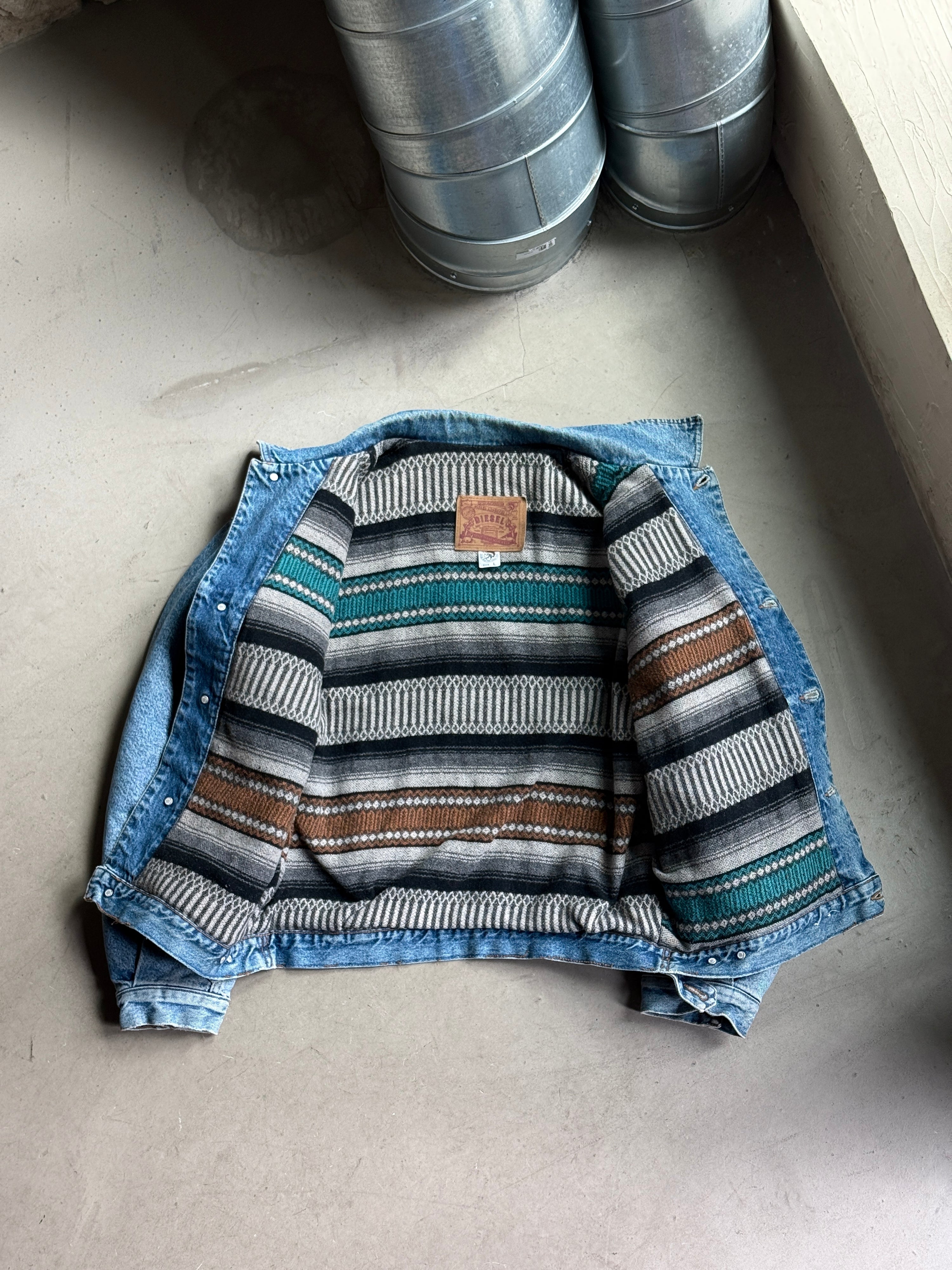 Vintage 1990s Diesel Blanked Lined Denim Jacket - M