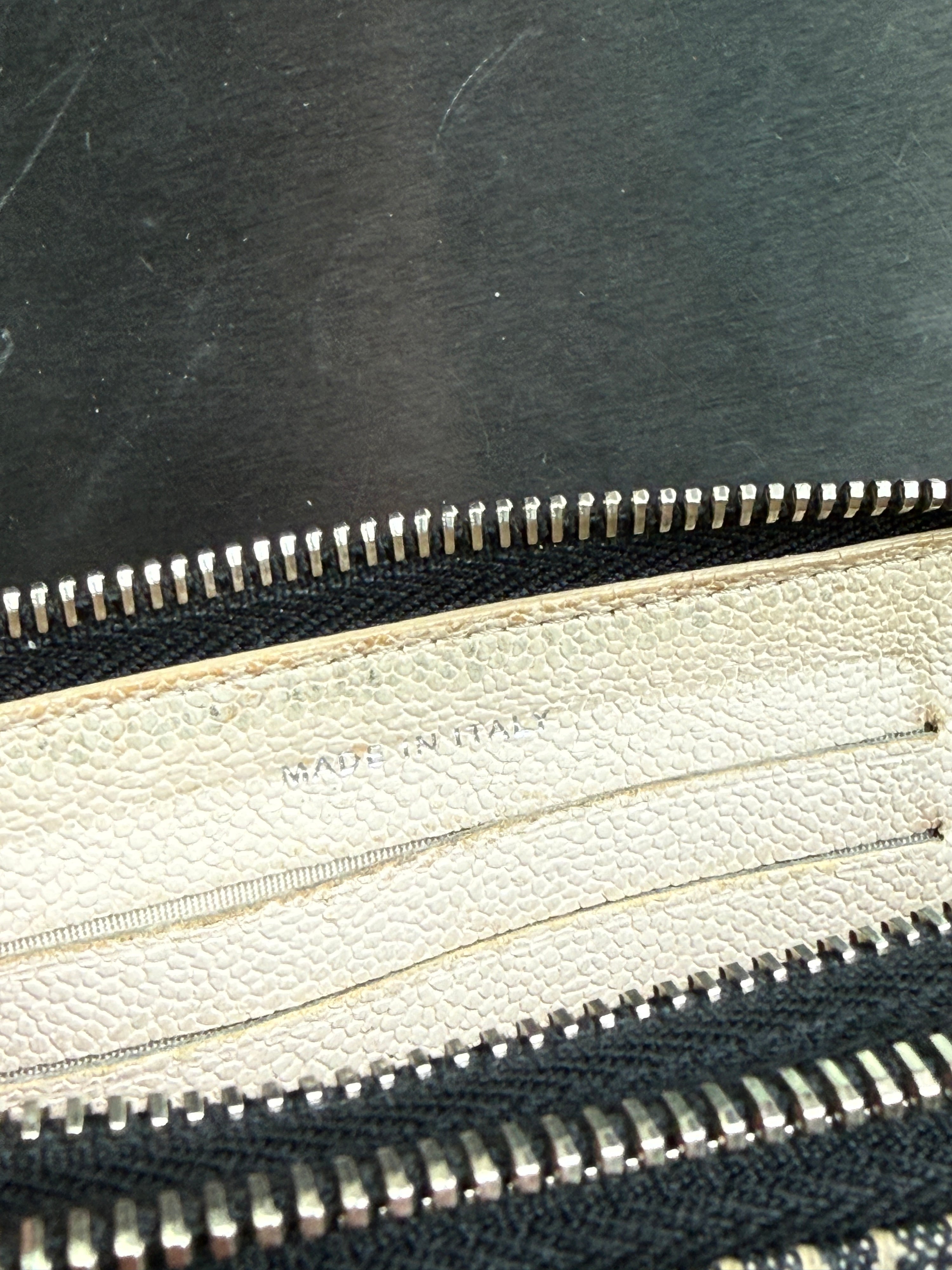 Chanel Double Zip Striped “Denim” Wallet White/Blue