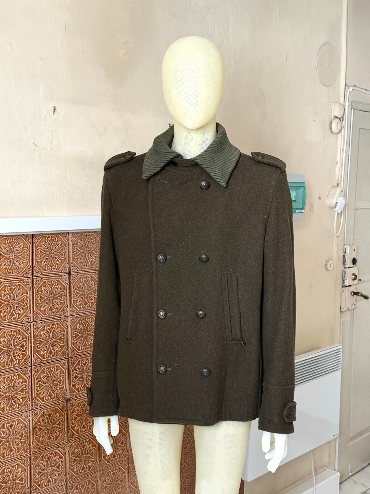 FW2005 Dolce & Gabbana Military Khaki Wool Peacoat - XL