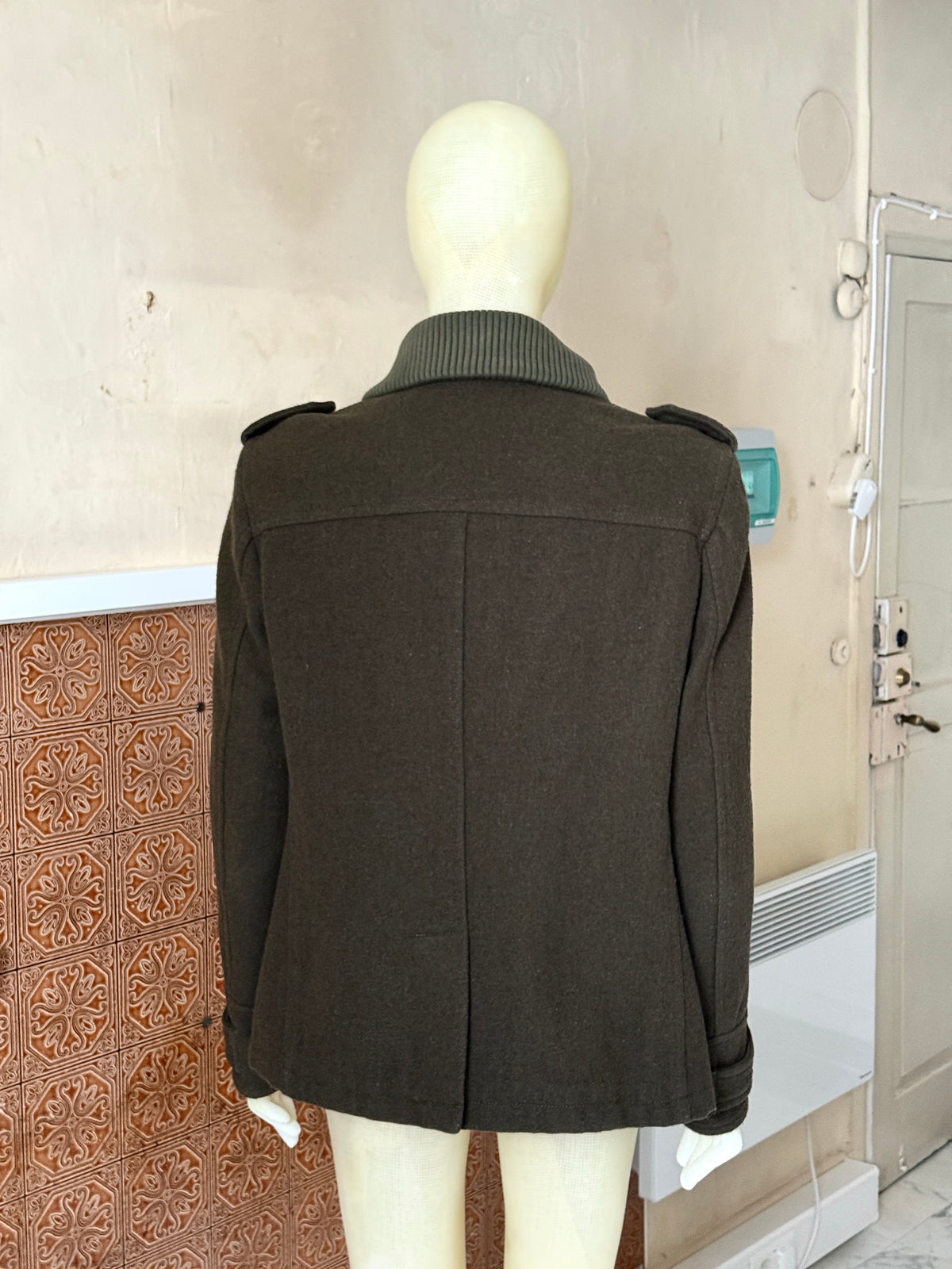 FW2005 Dolce & Gabbana Military Khaki Wool Peacoat - XL