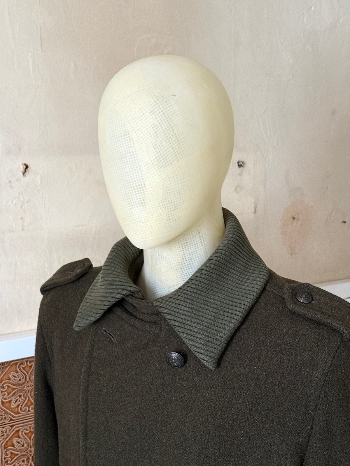 FW2005 Dolce & Gabbana Military Khaki Wool Peacoat - XL