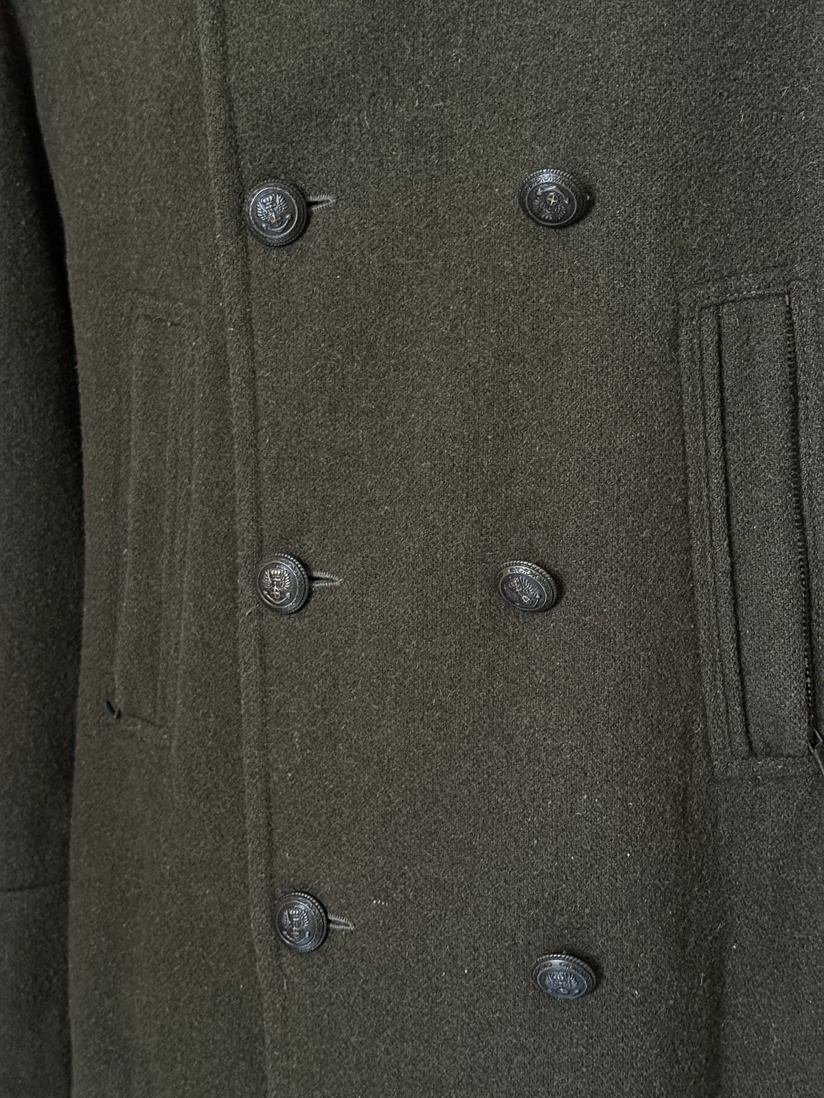 FW2005 Dolce & Gabbana Military Khaki Wool Peacoat - XL
