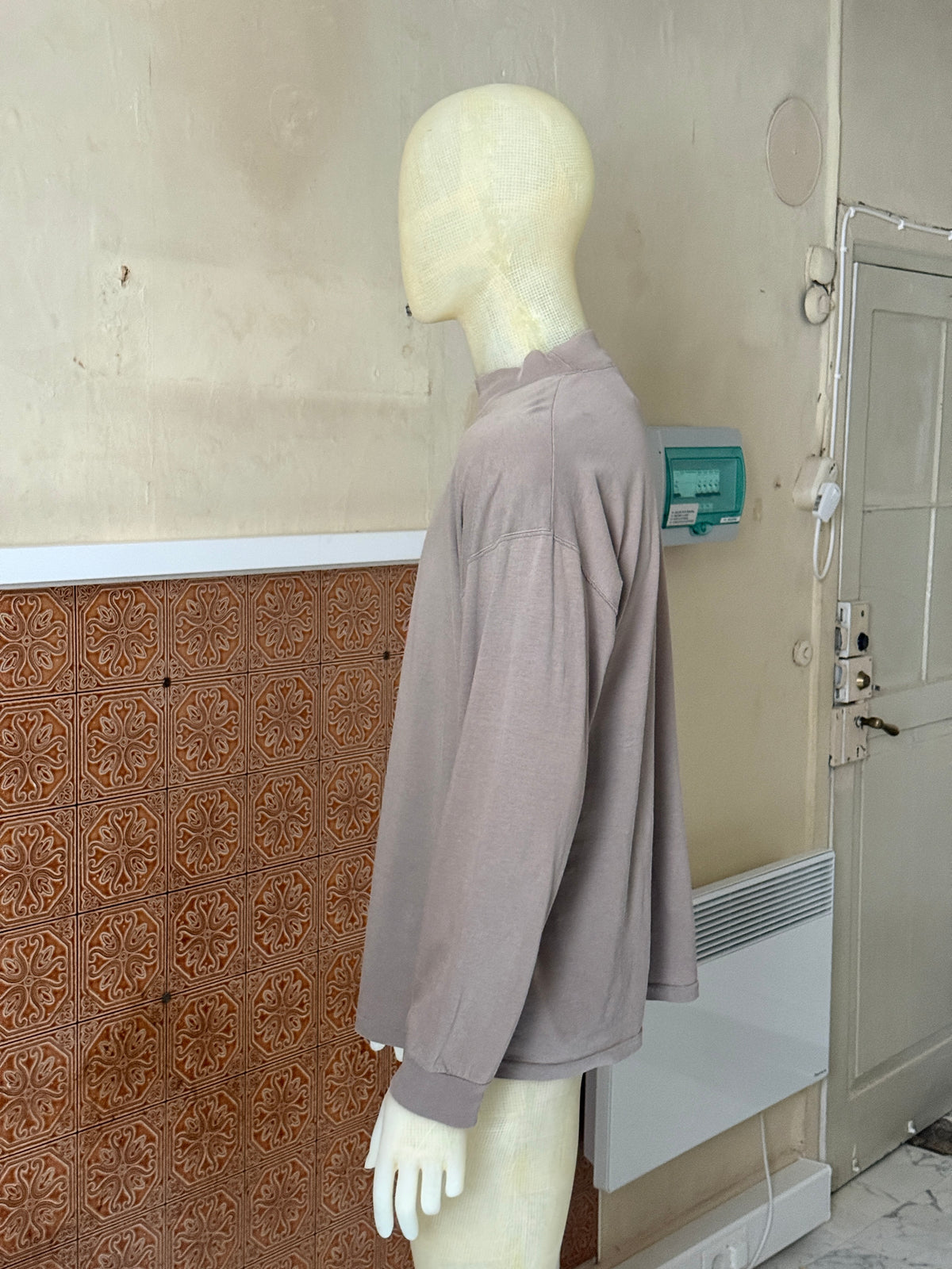 Vintage 1990s “The 90s Watch Out” Emporio Armani Taupe Longsleeve Shirt - L