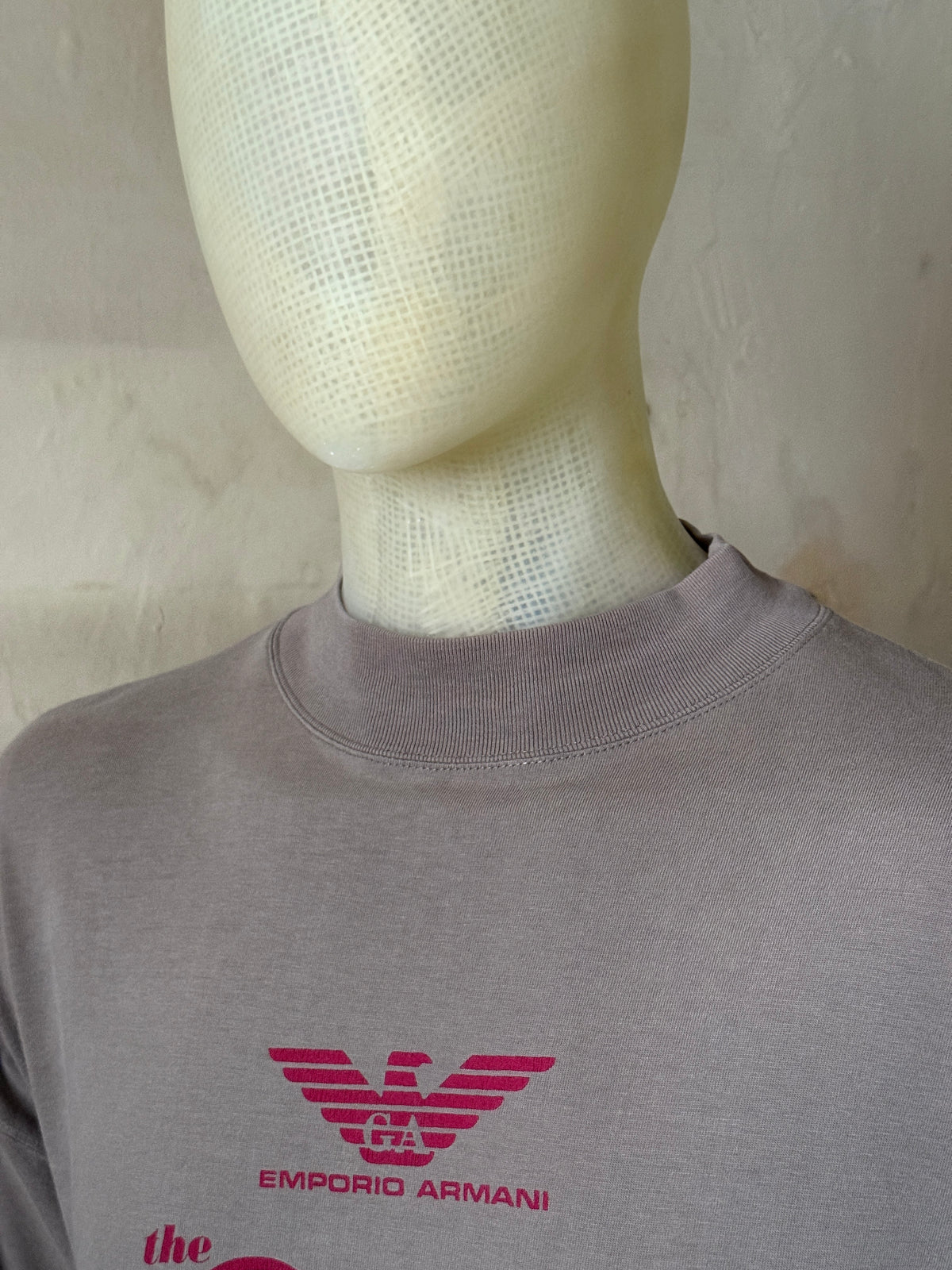 Vintage 1990s “The 90s Watch Out” Emporio Armani Taupe Longsleeve Shirt - L