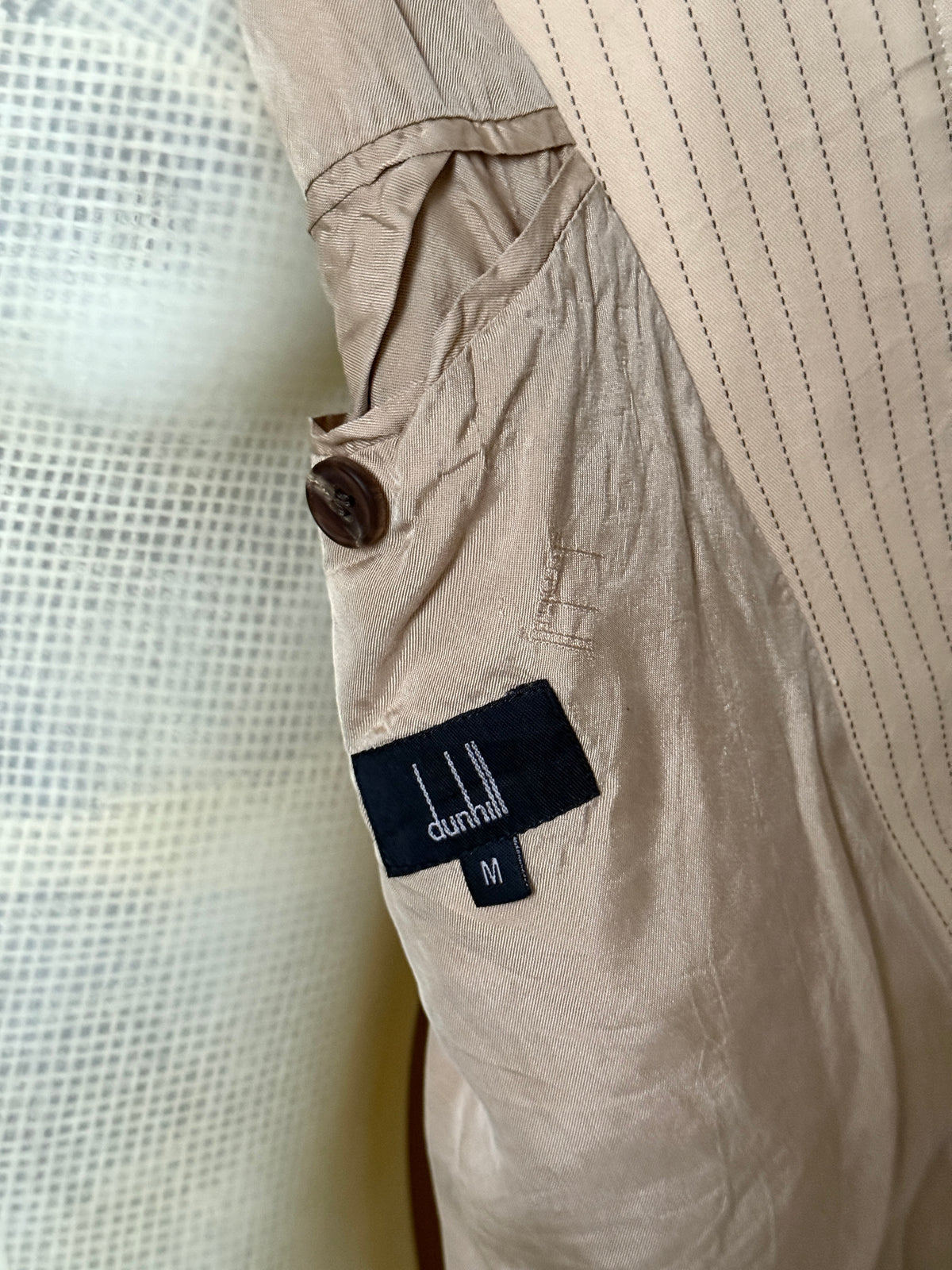 Vintage Tan Dunhill Pinstriped Harrington Jacket - L
