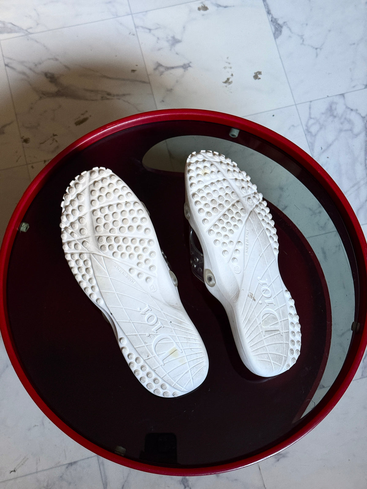 Vintage Christian Dior Trotter Monogram Rubber White Sandals - EU 42