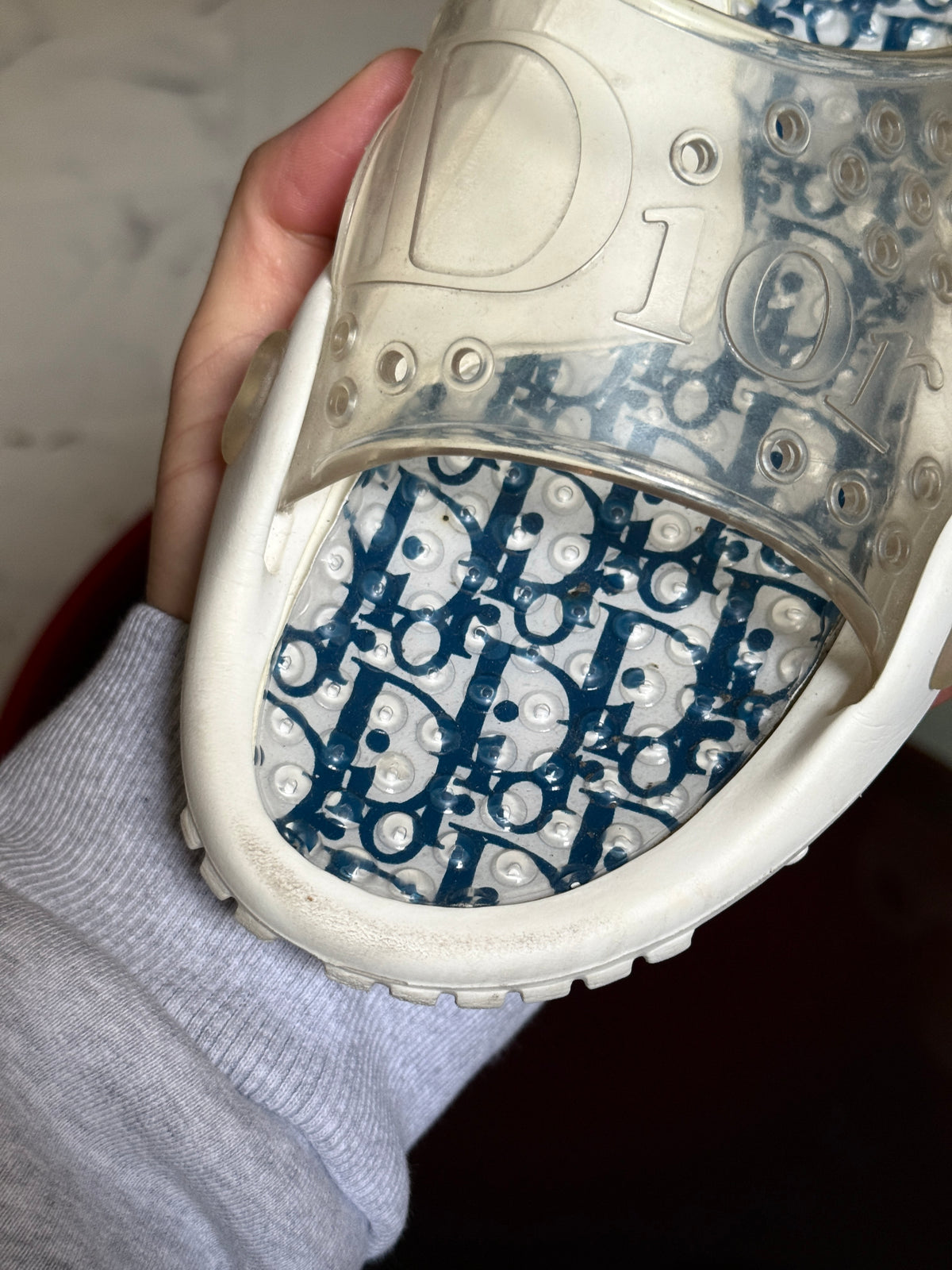 Vintage Christian Dior Trotter Monogram Rubber White Sandals - EU 42