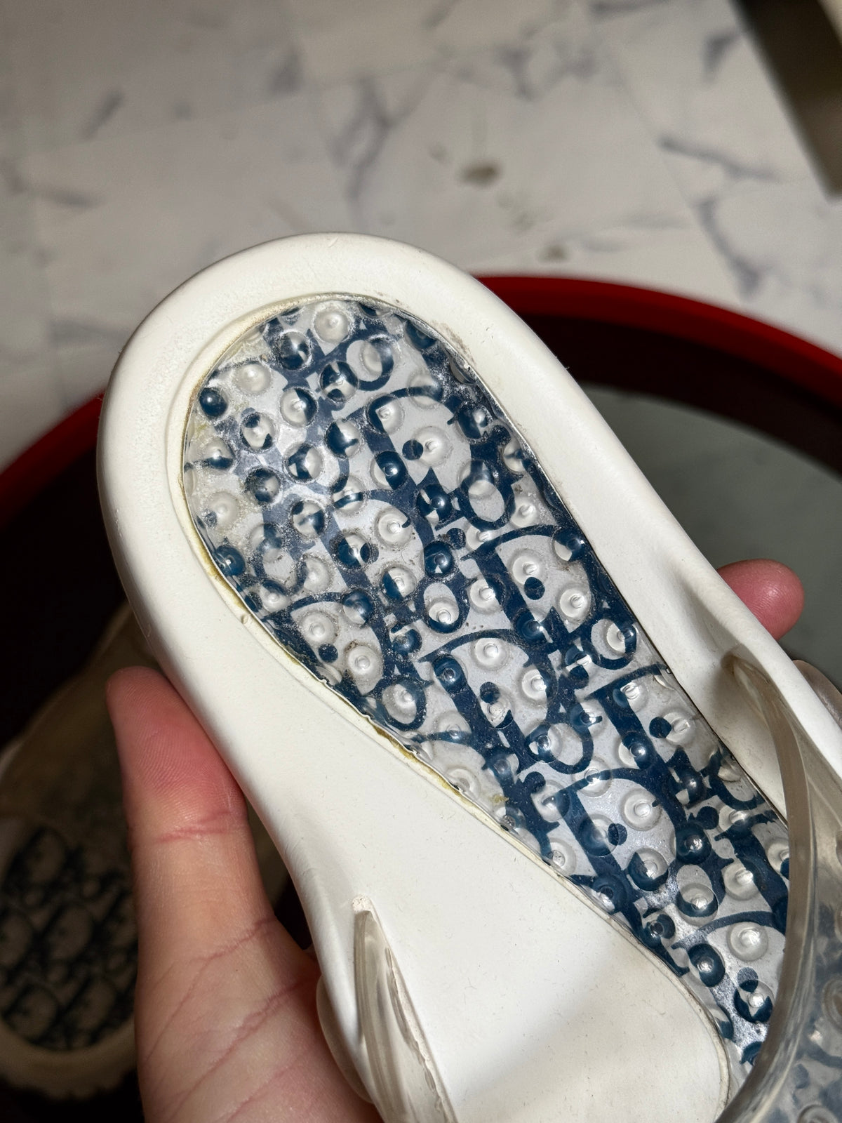 Vintage Christian Dior Trotter Monogram Rubber White Sandals - EU 42