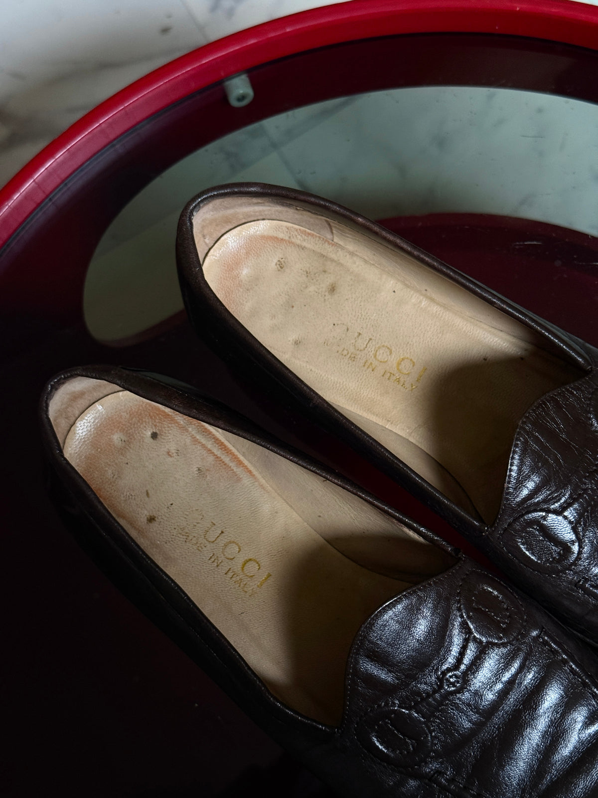 Vintage Brown Gucci Horsebit Leather Loafers - EU 40