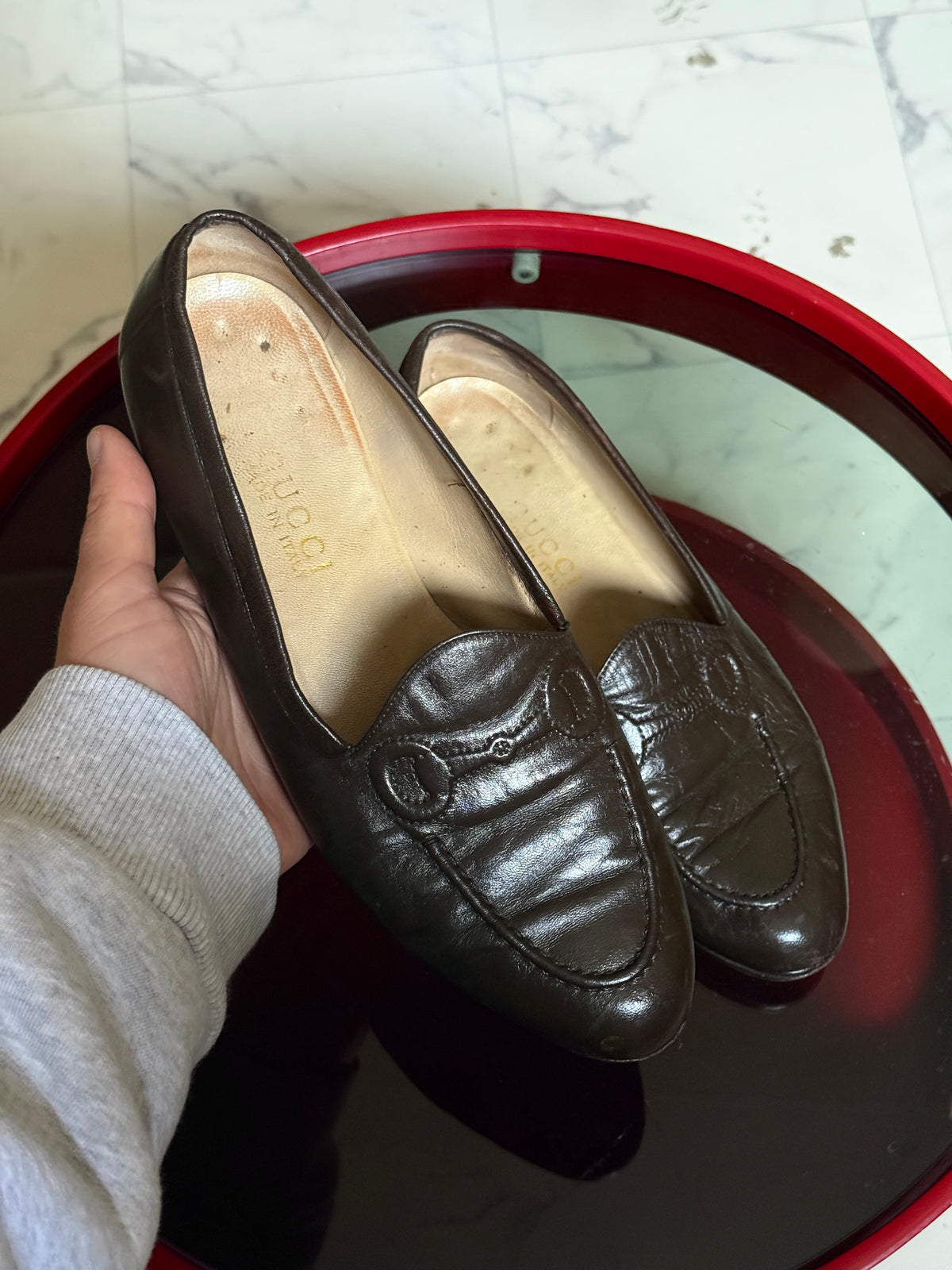 Vintage Brown Gucci Horsebit Leather Loafers - EU 40