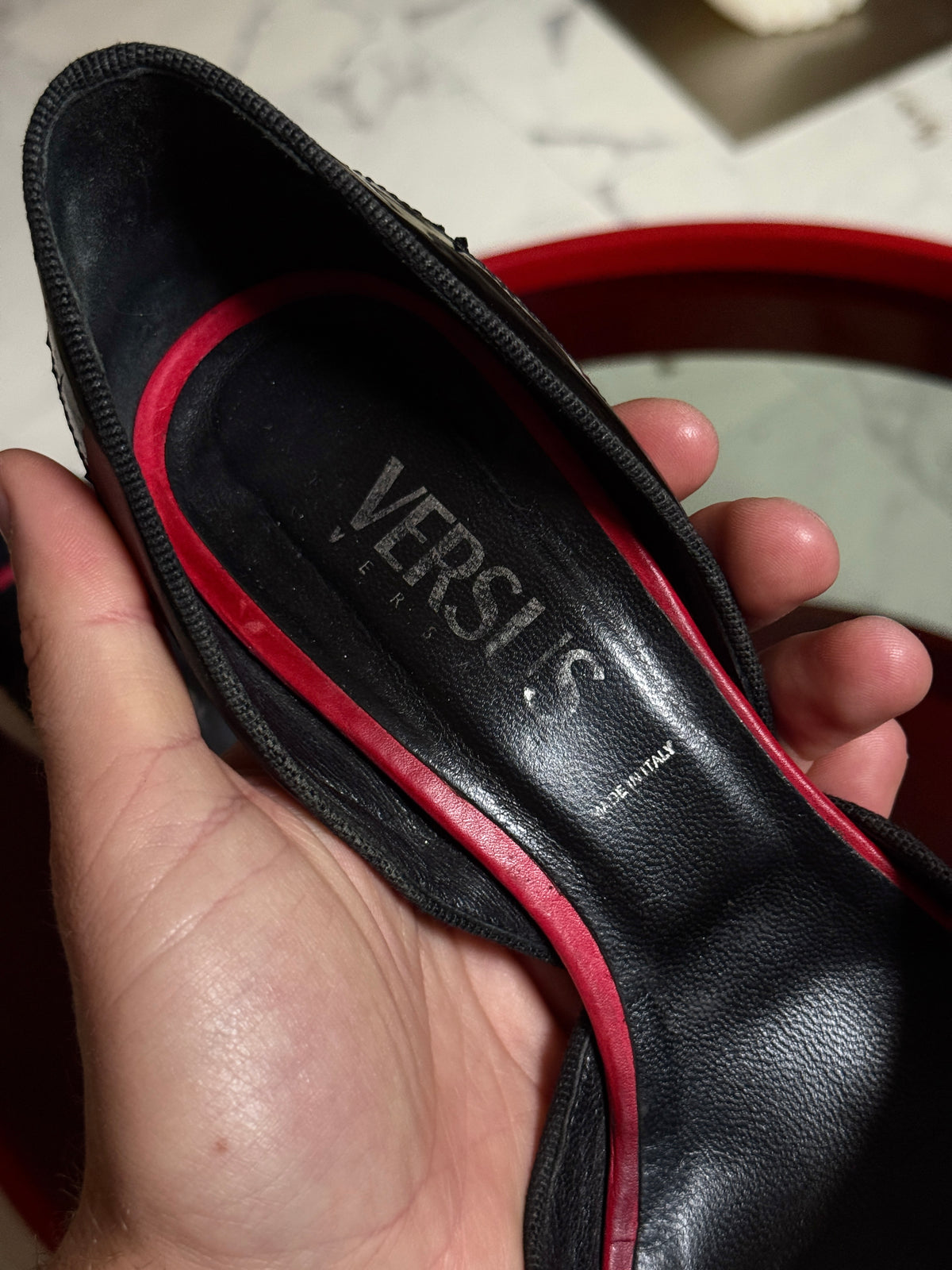 Vintage Versus Versace Red Leather Eyelet High Heel Pumps - EU 39