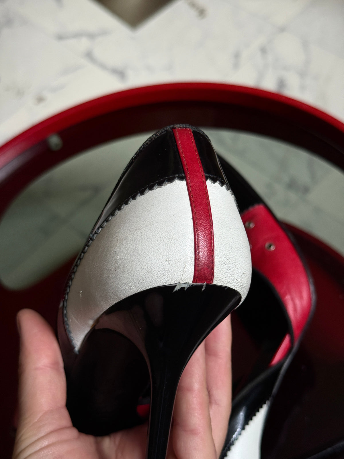 Vintage Versus Versace Red Leather Eyelet High Heel Pumps - EU 39