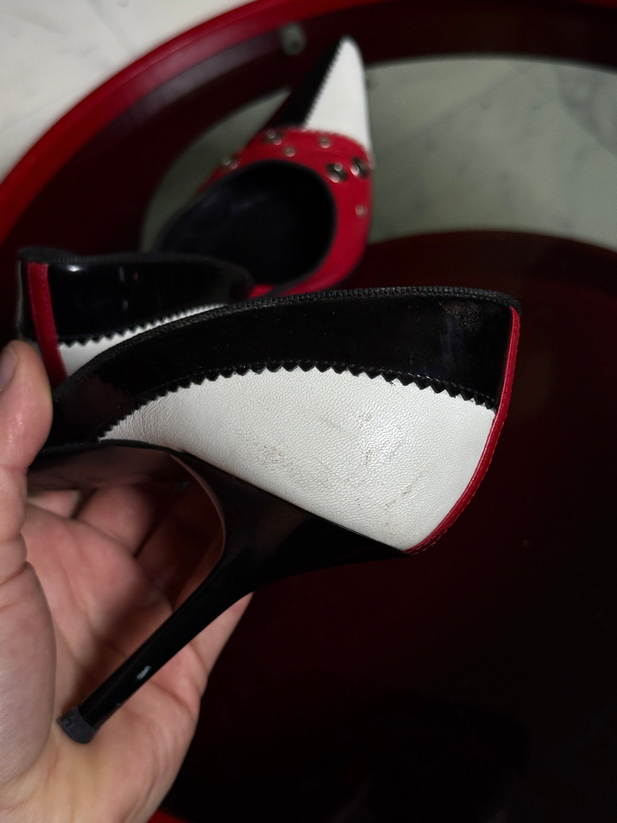 Vintage Versus Versace Red Leather Eyelet High Heel Pumps - EU 39