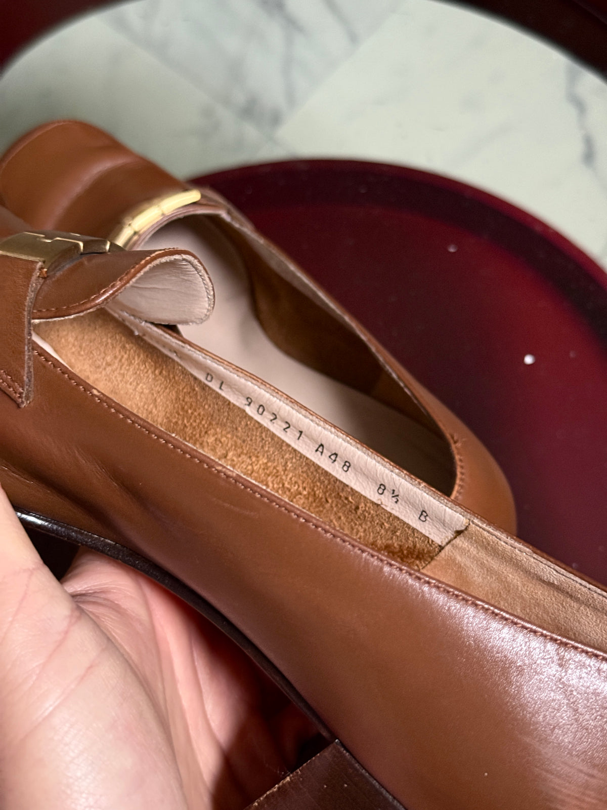 Vintage Brown Salvatore Ferragamo Square Toe Leather Pumps (with box) - EU 39