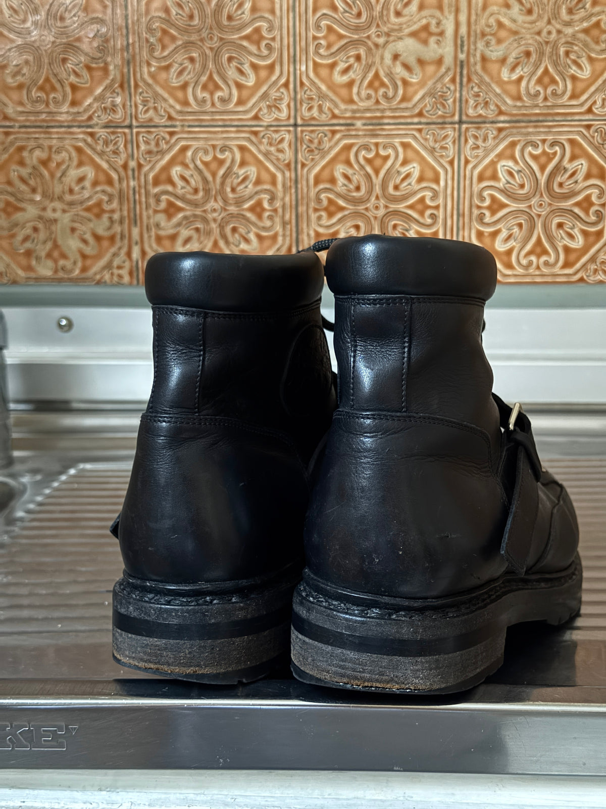 FW2013 Hermès Belted Calfskin Black Leather Lace Up Hiking Boots - EU 38.5