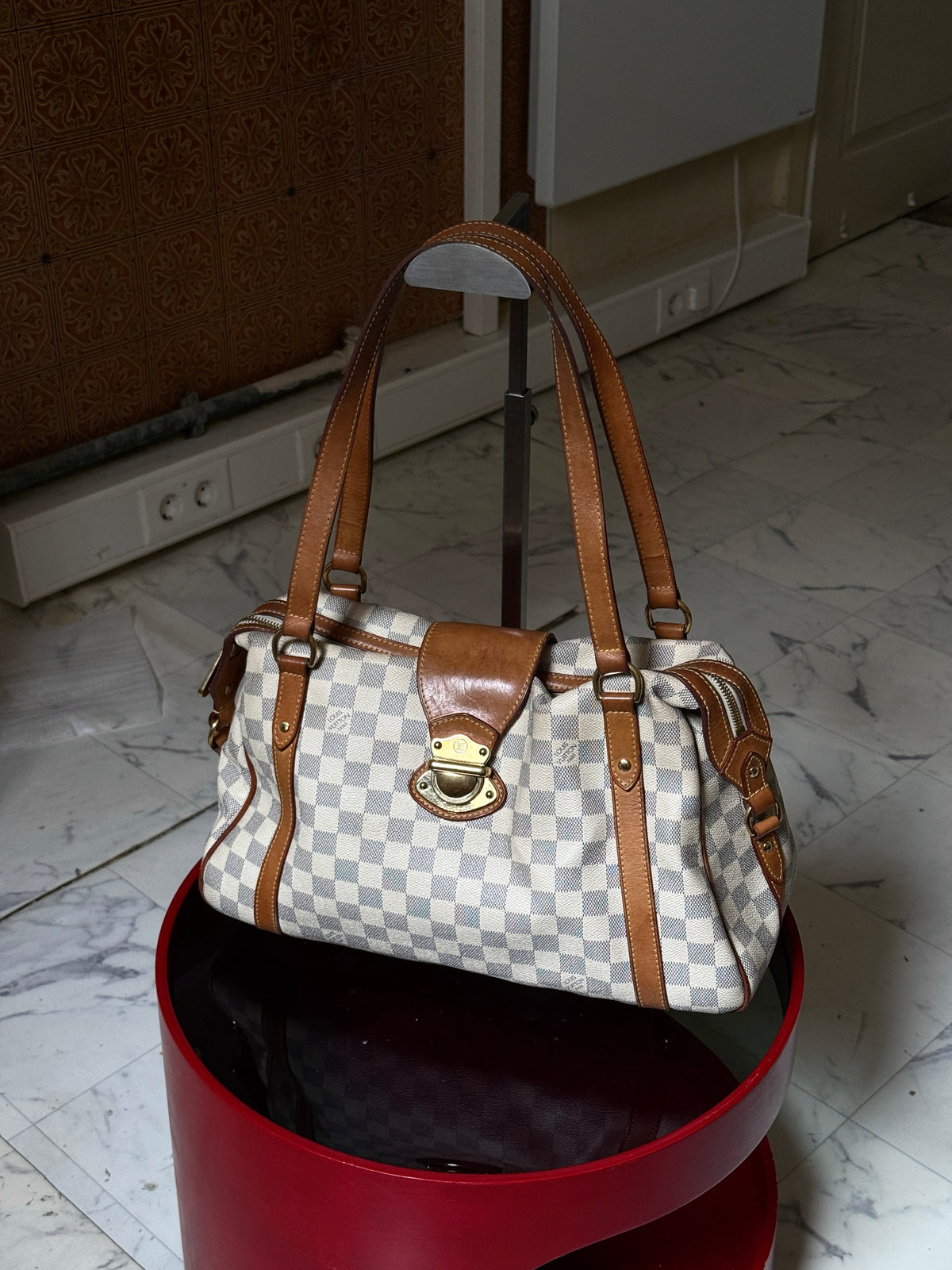 Vintage 2010 Louis Vuitton Damier Azur Stresa PM Shoulder Bag (FL2120)