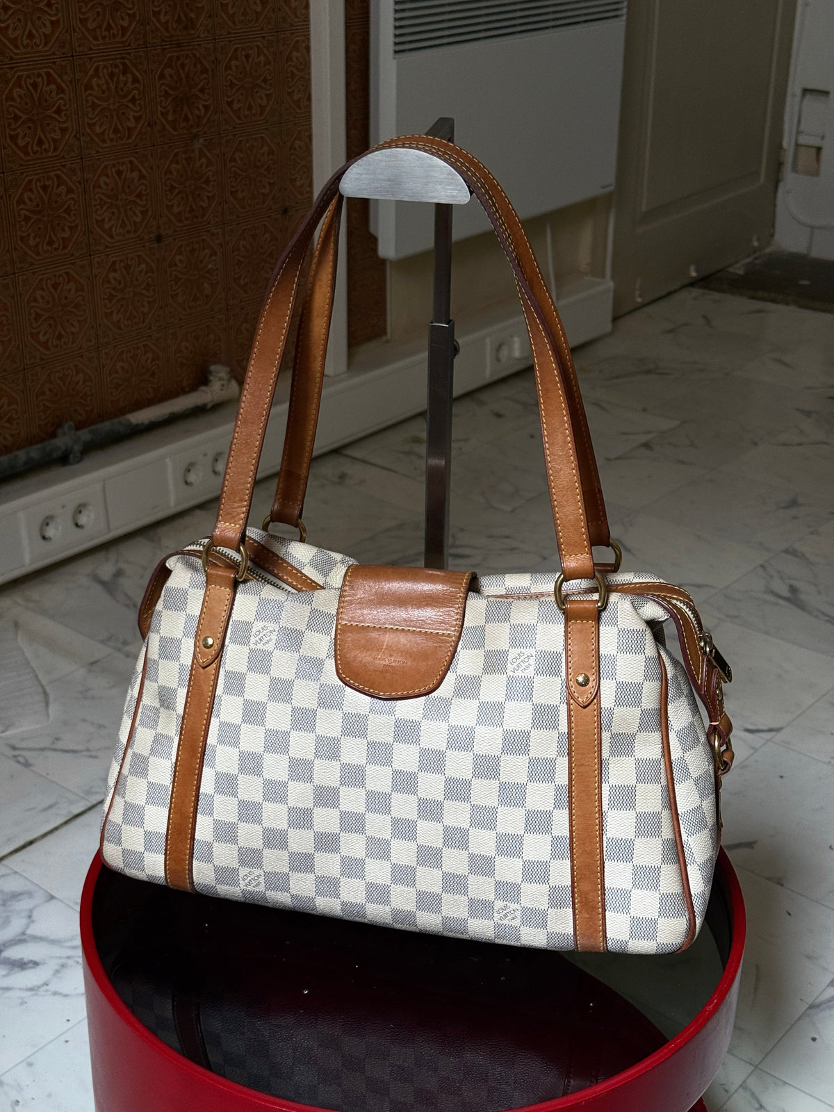 Vintage 2010 Louis Vuitton Damier Azur Stresa PM Shoulder Bag (FL2120)