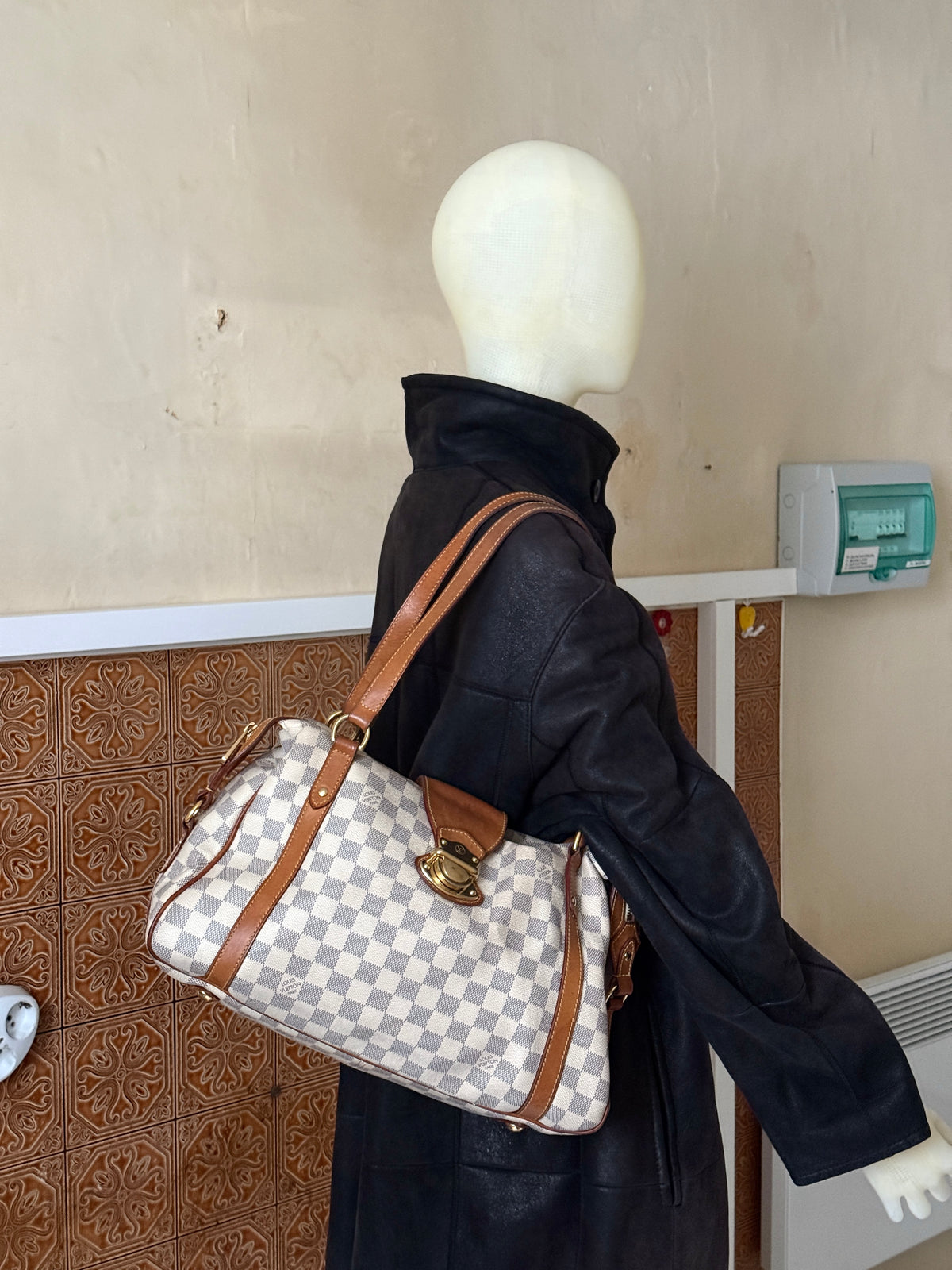 Vintage 2010 Louis Vuitton Damier Azur Stresa PM Shoulder Bag (FL2120)