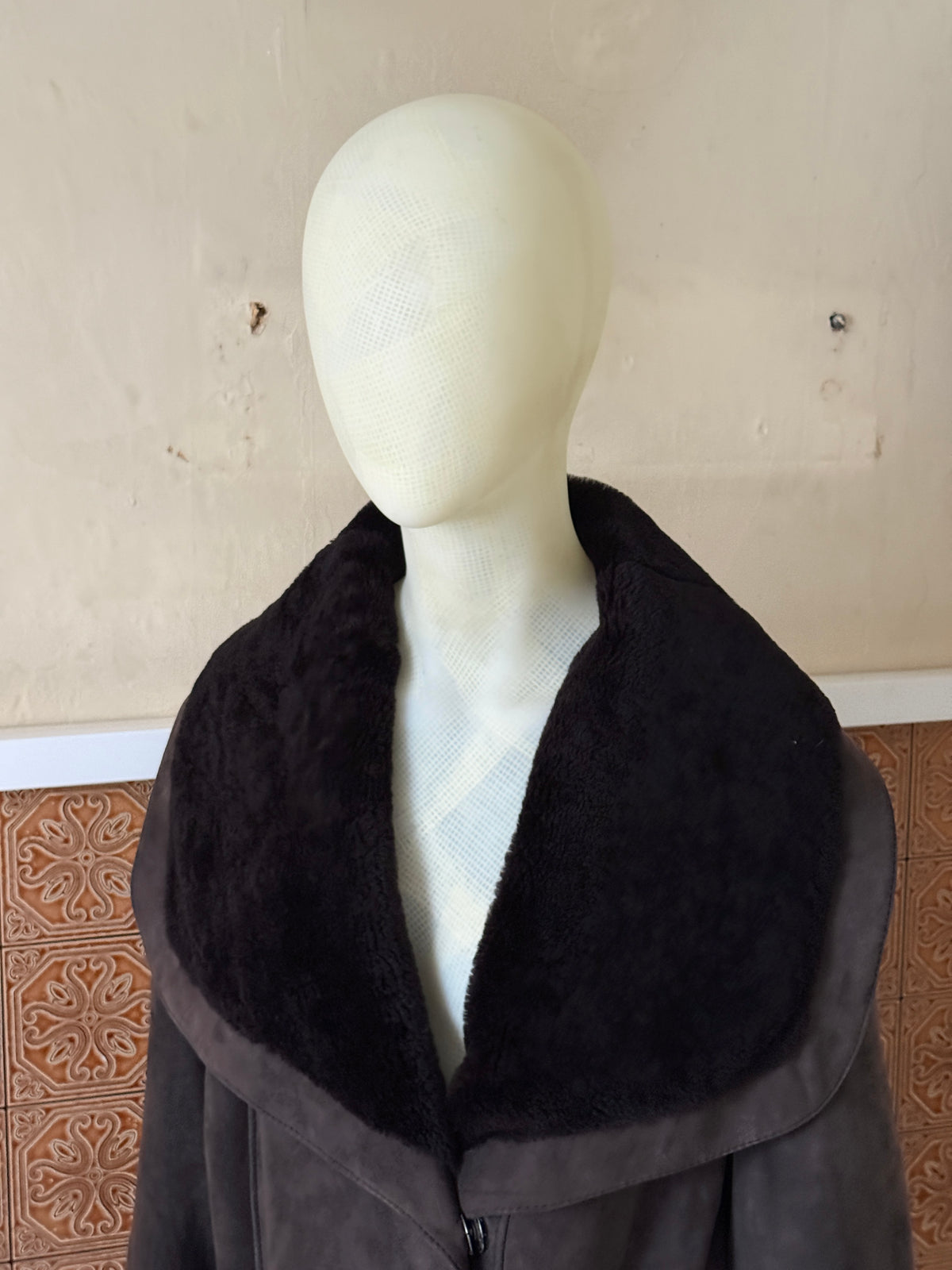 Vintage 2000s “Werner Christ” Suede Shearling Belted Coat - L