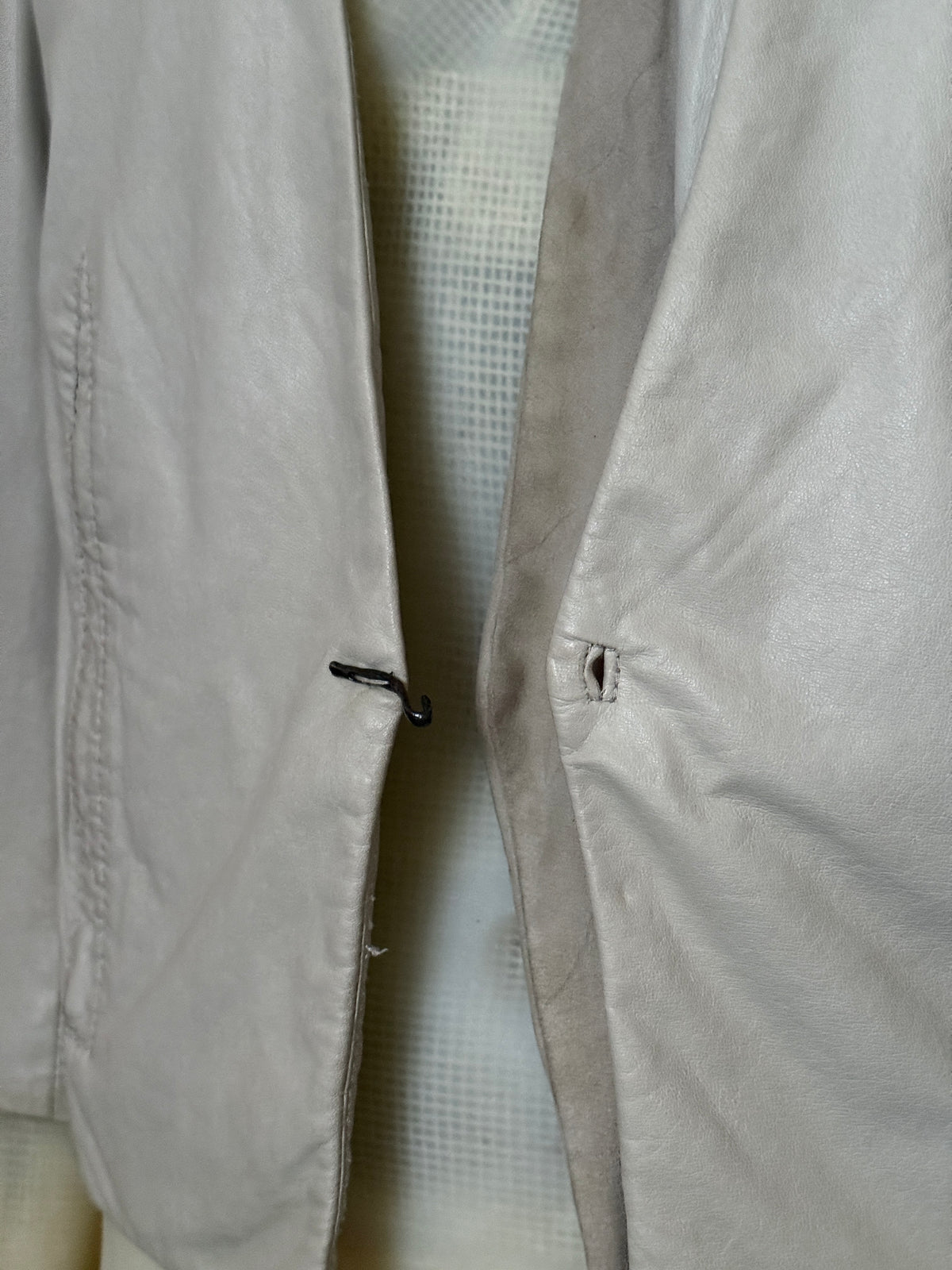 2000s Helmut Lang Cream Leather Tailored Blazer Jacket - S