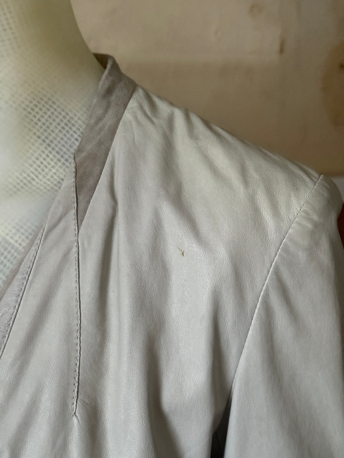 2000s Helmut Lang Cream Leather Tailored Blazer Jacket - S