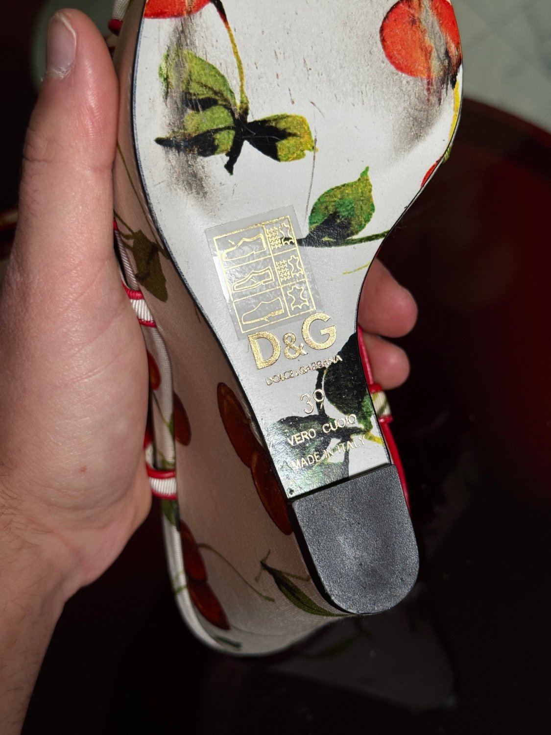 Dolce & Gabbana Cherry Floral Print High Heel Wedges - EU 39 - Fomeaux | Curated Vintage & Designer Bags