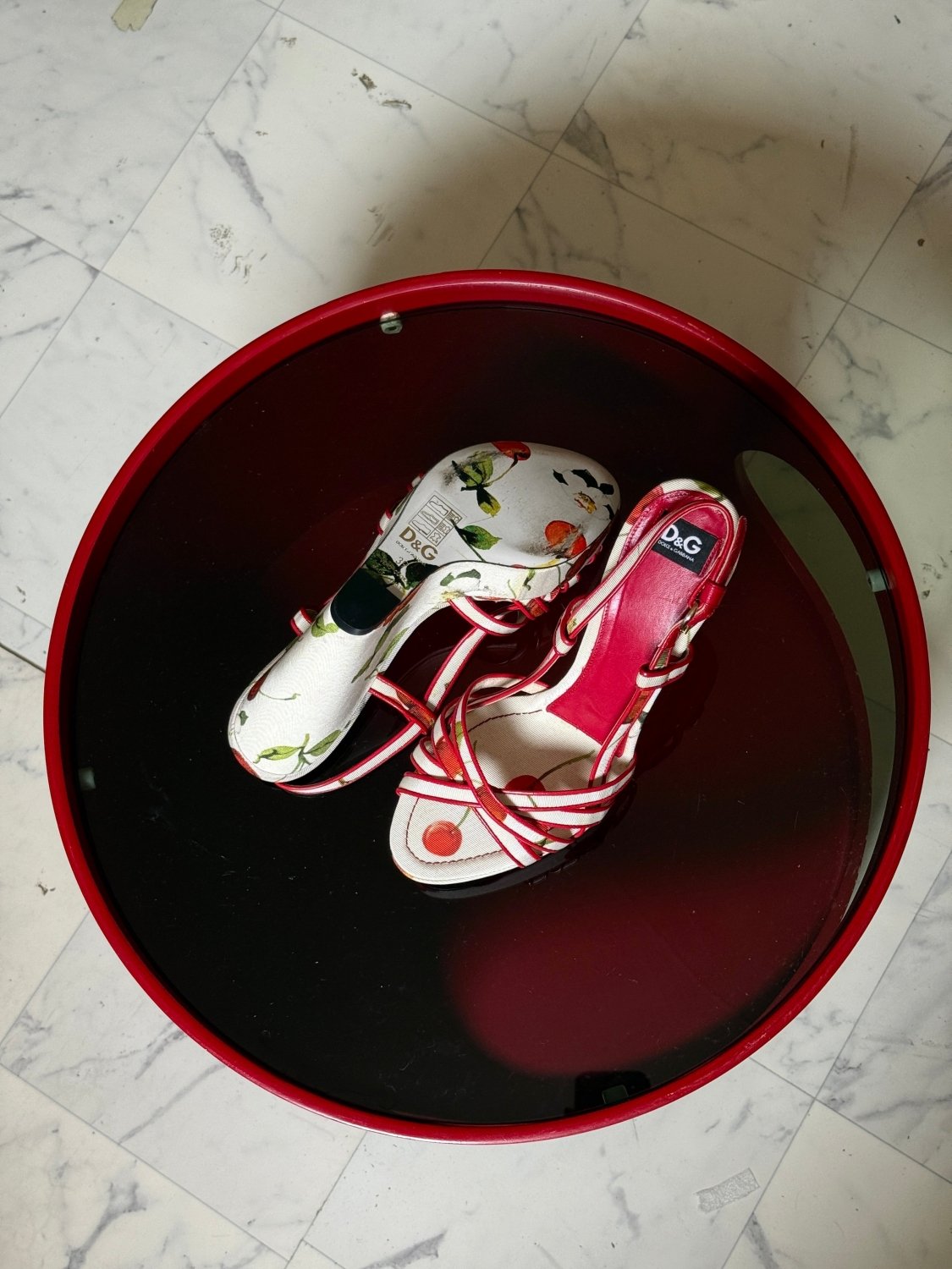 Dolce & Gabbana Cherry Floral Print High Heel Wedges - EU 39 - Fomeaux | Curated Vintage & Designer Bags