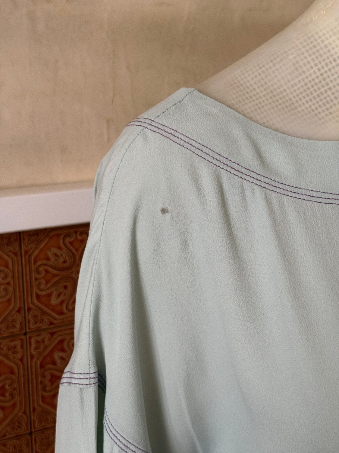 Marni Turquoise Silk-Blend Oversized Blouse with Detachable Scarf - L - Fomeaux | Curated Vintage & Designer Bags