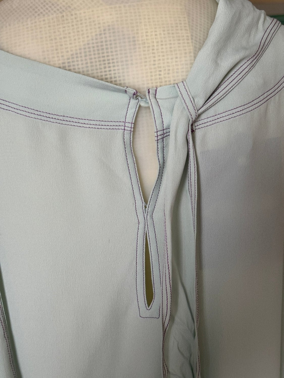 Marni Turquoise Silk-Blend Oversized Blouse with Detachable Scarf - L - Fomeaux | Curated Vintage & Designer Bags