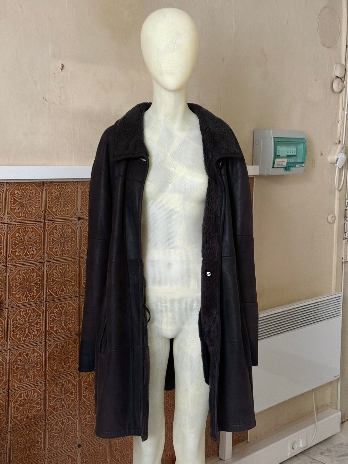 Vintage 2000s “Werner Christ” Panelled Sheepskin Leather Coat - XL - Fomeaux | Curated Vintage & Designer Bags