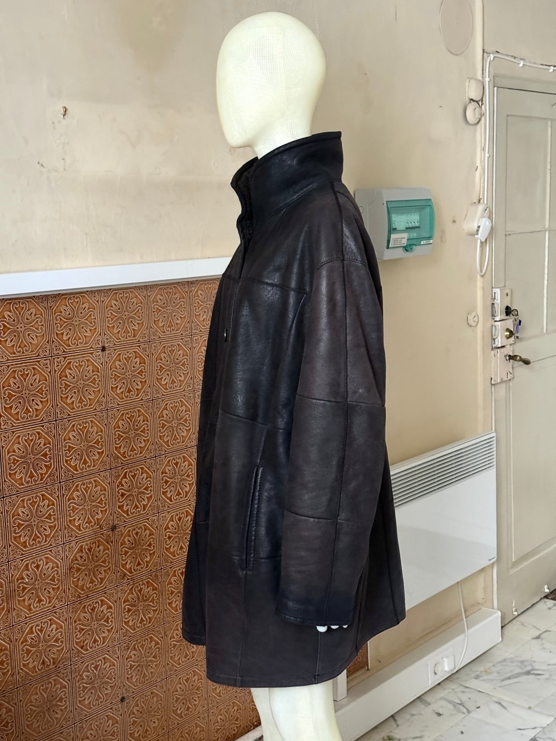 Vintage 2000s “Werner Christ” Panelled Sheepskin Leather Coat - XL - Fomeaux | Curated Vintage & Designer Bags