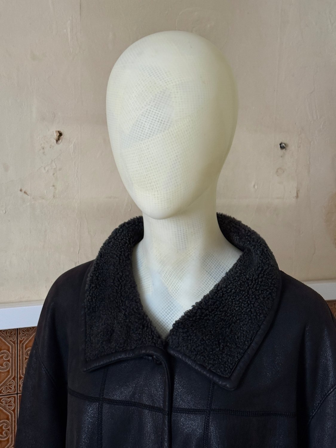 Vintage 2000s “Werner Christ” Panelled Sheepskin Leather Coat - XL - Fomeaux | Curated Vintage & Designer Bags