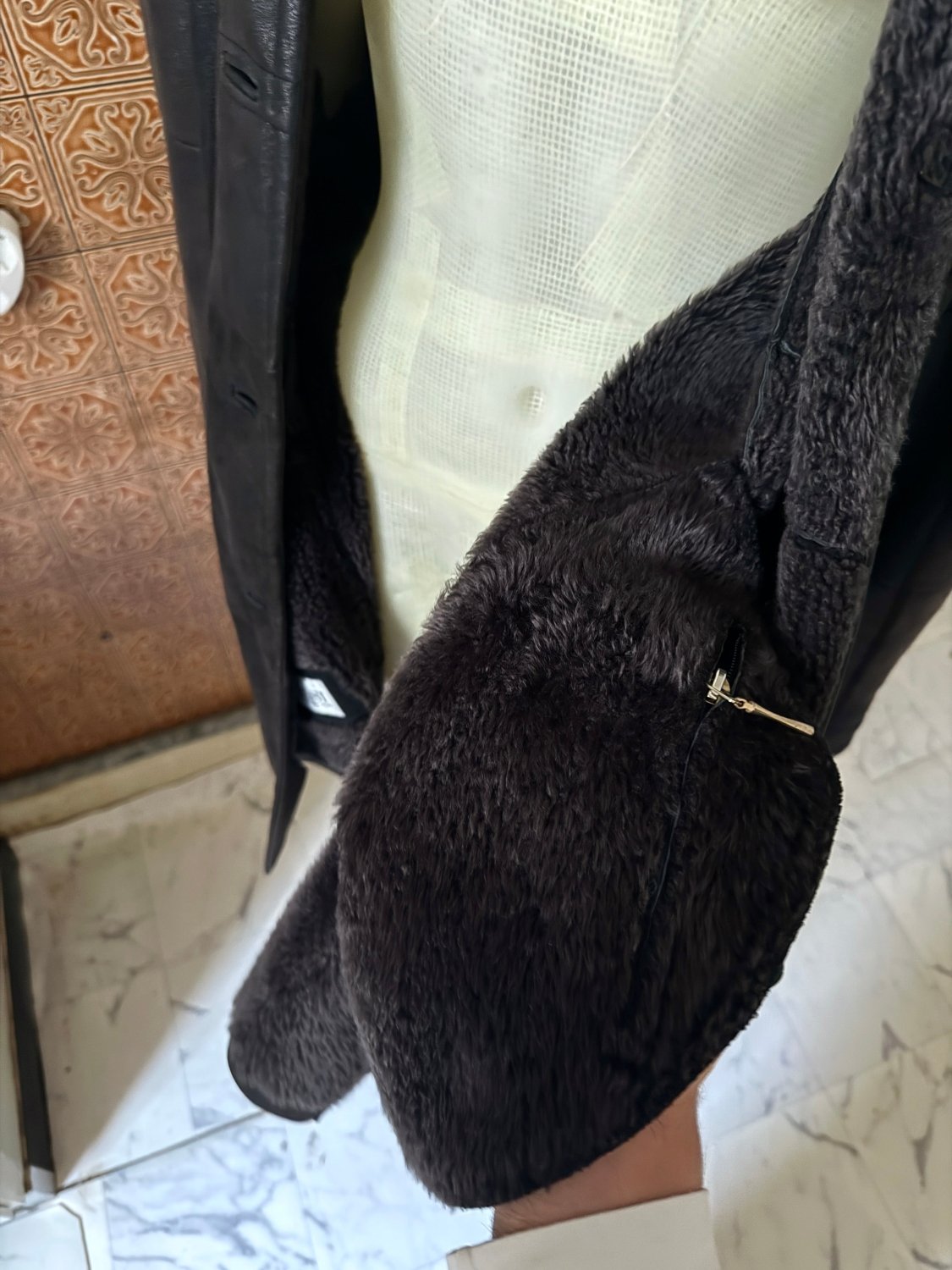 Vintage 2000s “Werner Christ” Panelled Sheepskin Leather Coat - XL - Fomeaux | Curated Vintage & Designer Bags